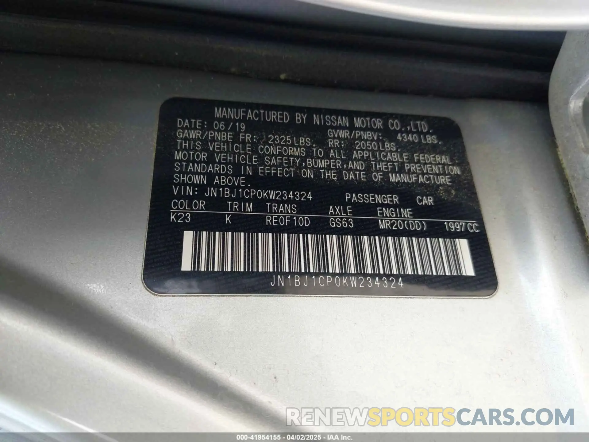 9 fotografías del automóvil dañado JN1BJ1CP0KW234324 NISSAN ROGUE SPORT 2019