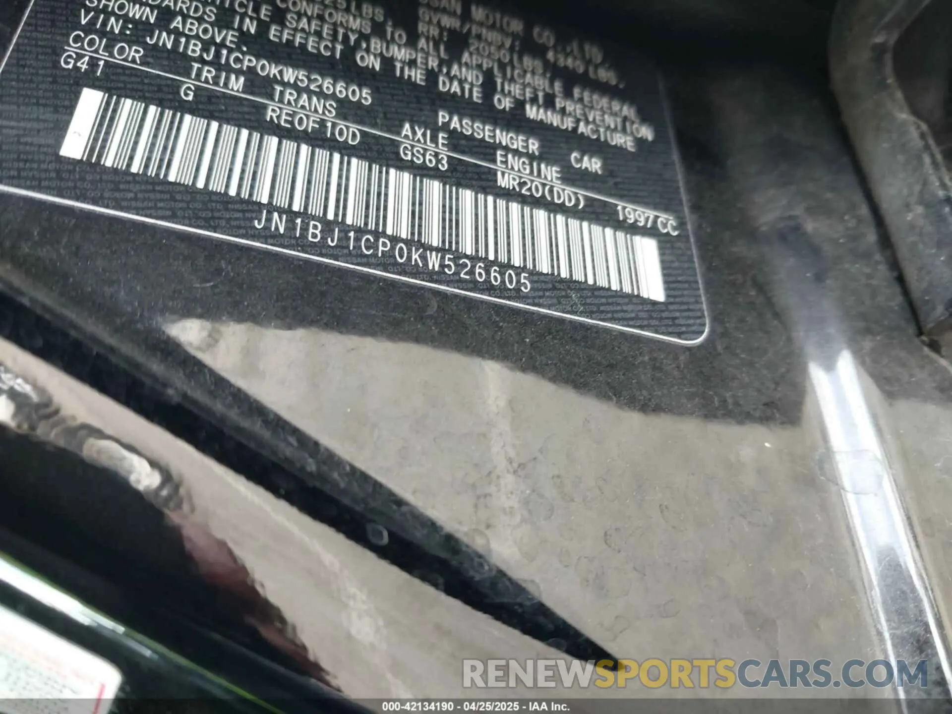 9 fotografías del automóvil dañado JN1BJ1CP0KW526605 NISSAN ROGUE SPORT 2019