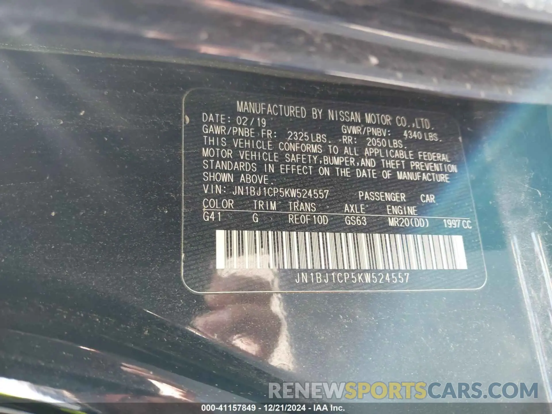 9 fotografías del automóvil dañado JN1BJ1CP5KW524557 NISSAN ROGUE SPORT 2019
