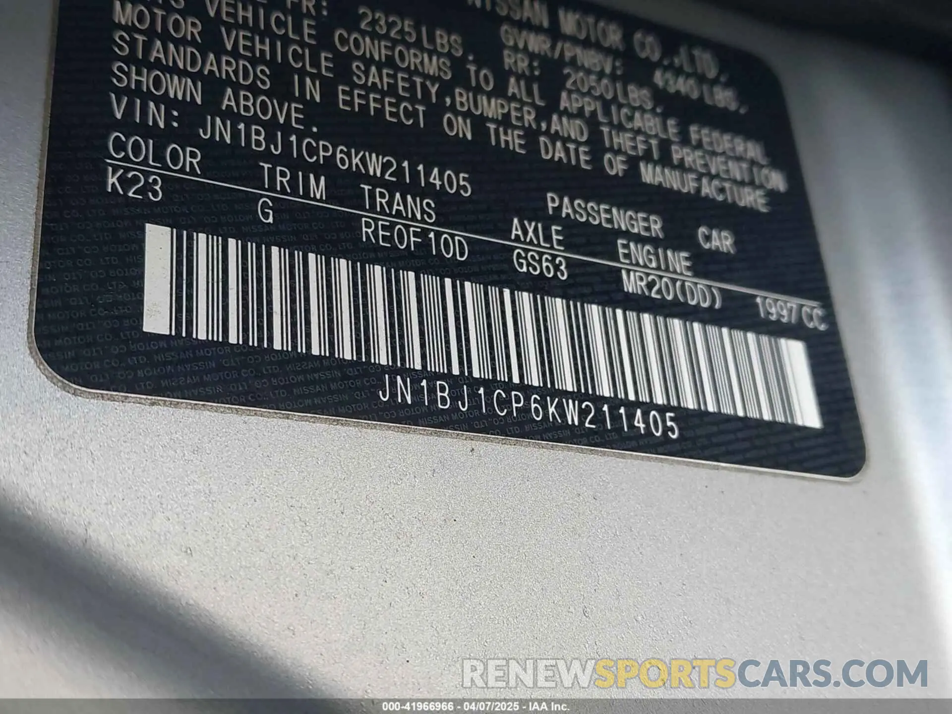 9 fotografías del automóvil dañado JN1BJ1CP6KW211405 NISSAN ROGUE SPORT 2019