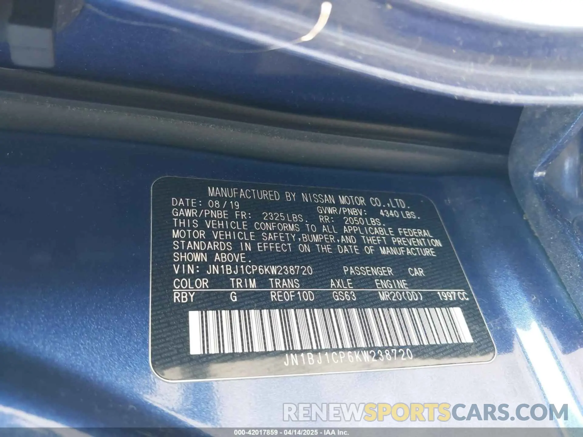9 fotografías del automóvil dañado JN1BJ1CP6KW238720 NISSAN ROGUE SPORT 2019