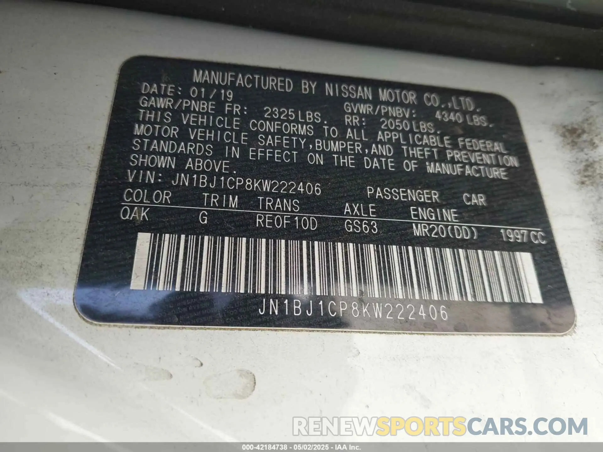 9 fotografías del automóvil dañado JN1BJ1CP8KW222406 NISSAN ROGUE SPORT 2019