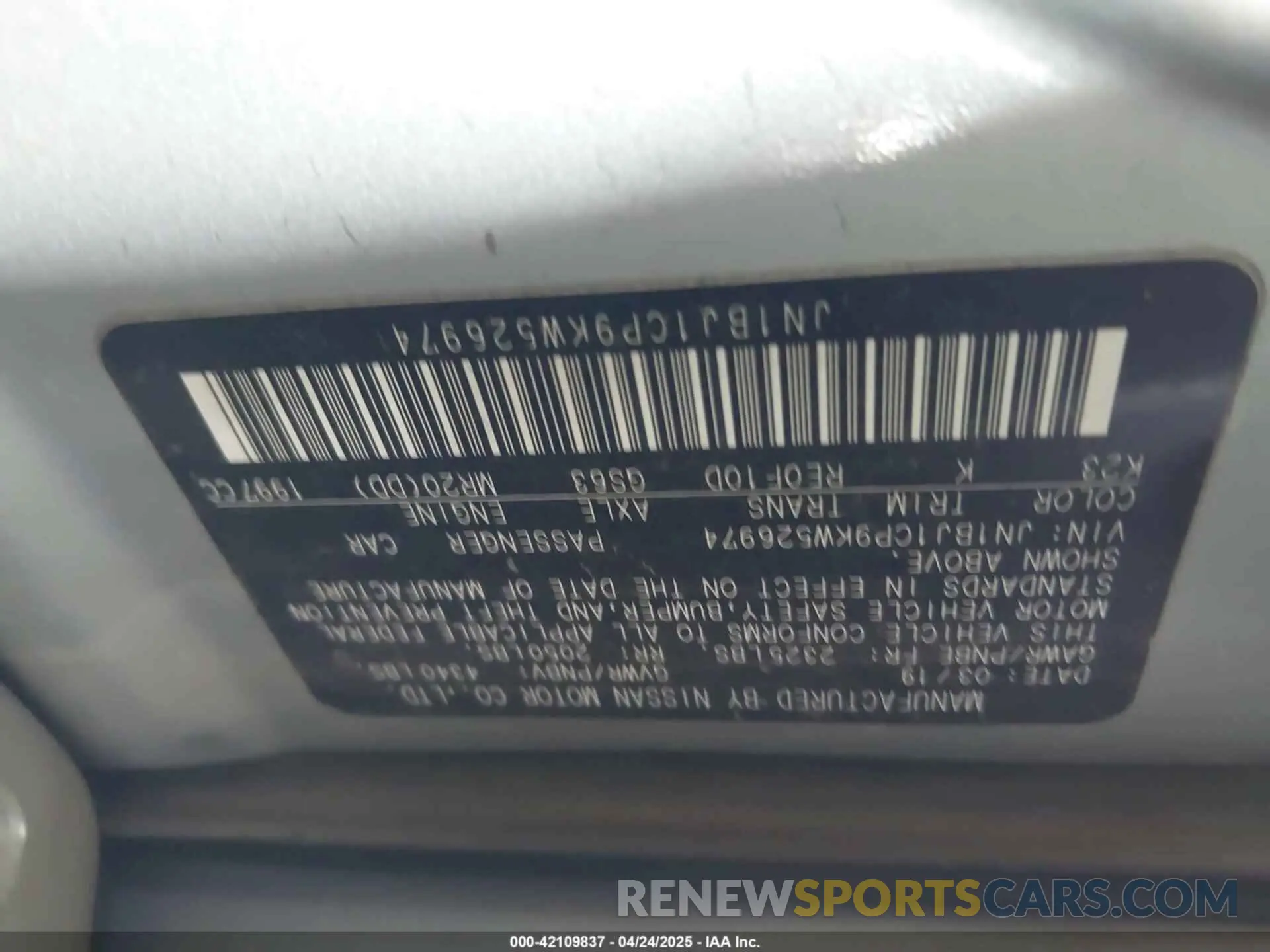 9 fotografías del automóvil dañado JN1BJ1CP9KW526974 NISSAN ROGUE SPORT 2019