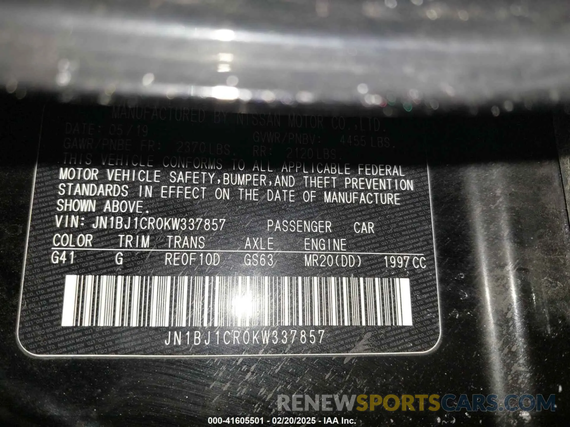 9 fotografías del automóvil dañado JN1BJ1CR0KW337857 NISSAN ROGUE SPORT 2019
