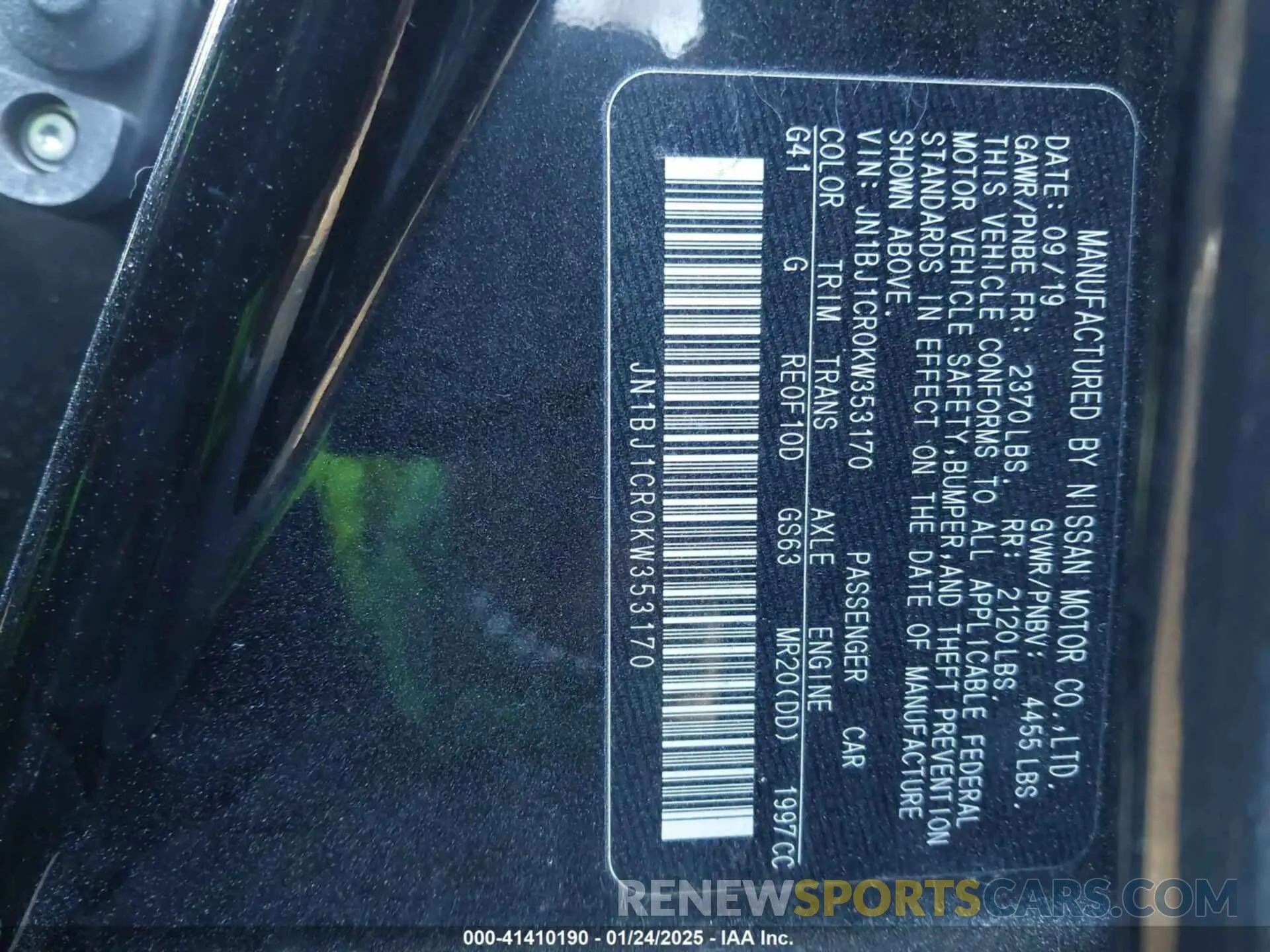 9 fotografías del automóvil dañado JN1BJ1CR0KW353170 NISSAN ROGUE SPORT 2019