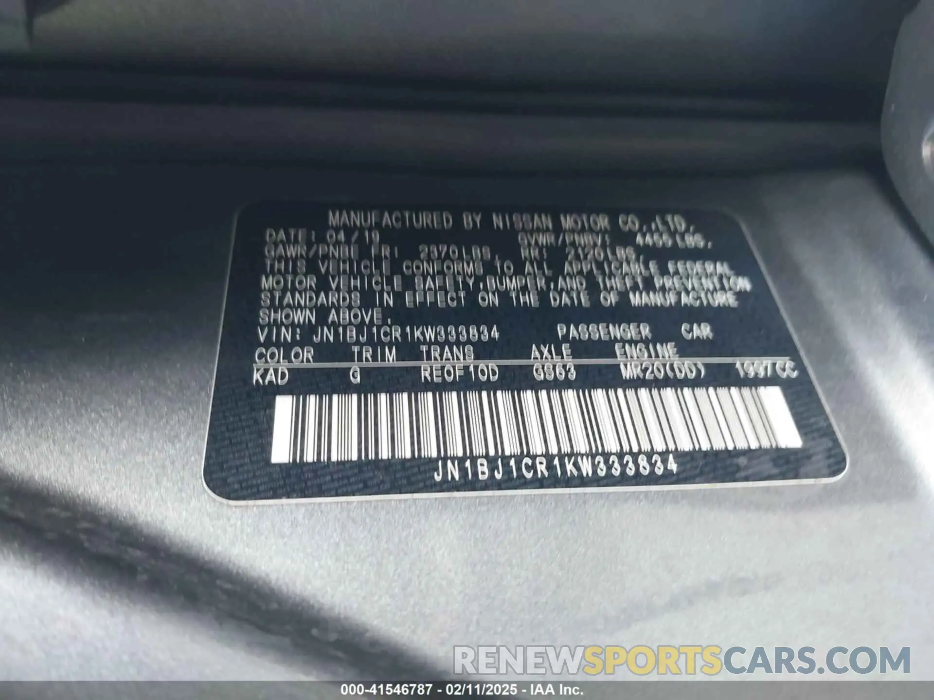 9 fotografías del automóvil dañado JN1BJ1CR1KW333834 NISSAN ROGUE SPORT 2019