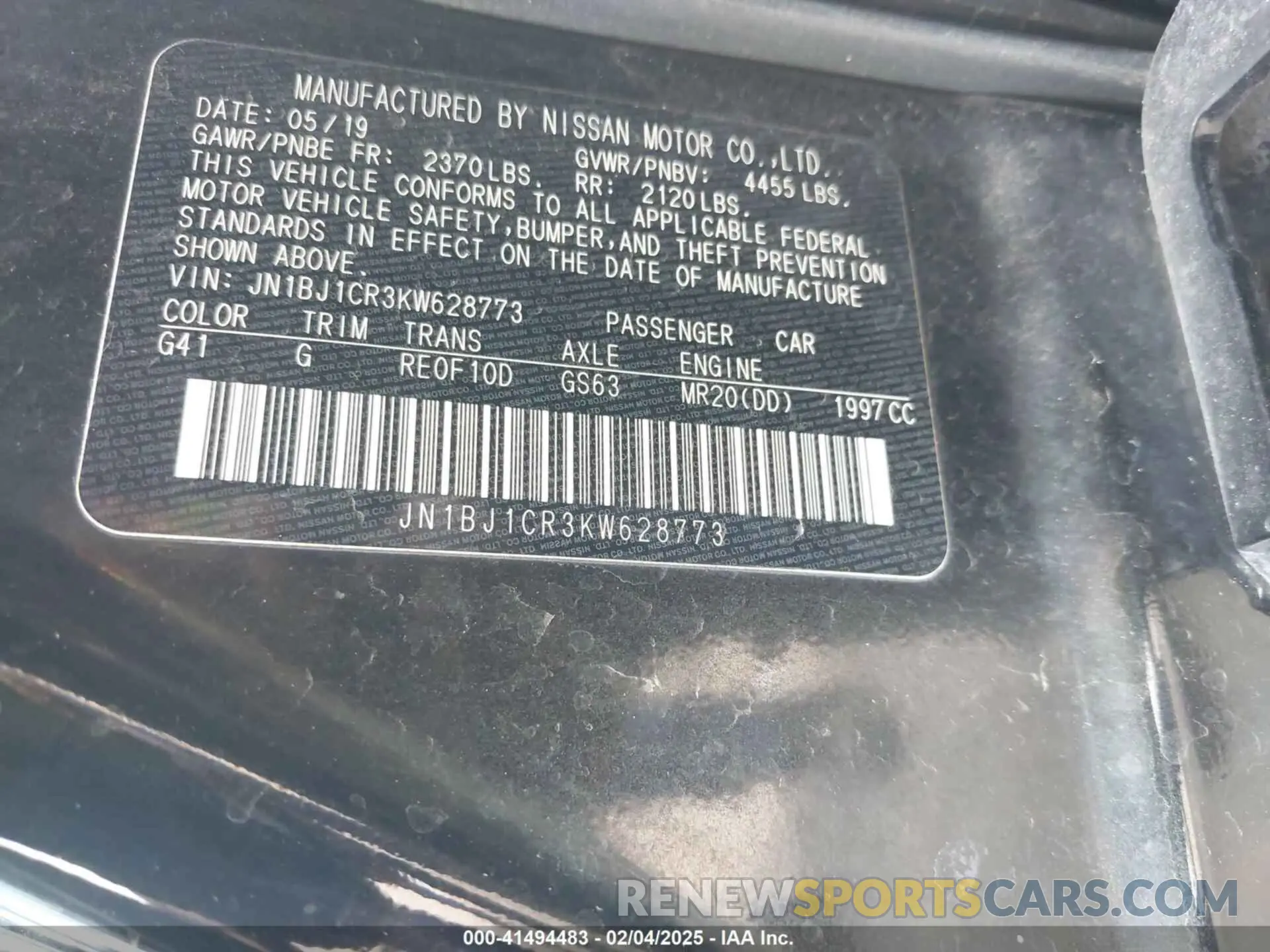 9 fotografías del automóvil dañado JN1BJ1CR3KW628773 NISSAN ROGUE SPORT 2019
