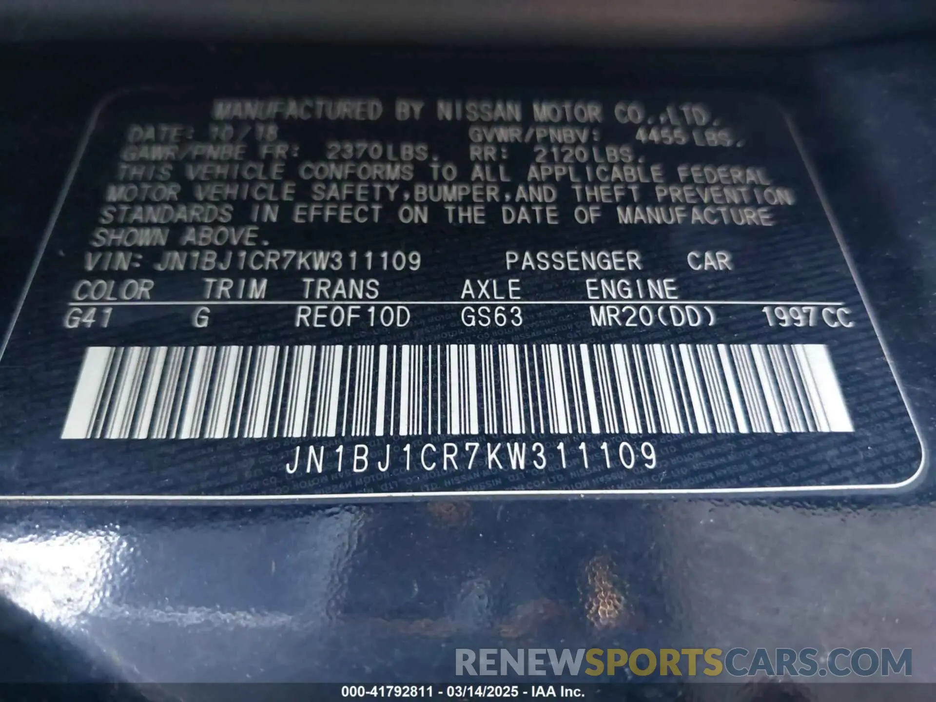 9 fotografías del automóvil dañado JN1BJ1CR7KW311109 NISSAN ROGUE SPORT 2019