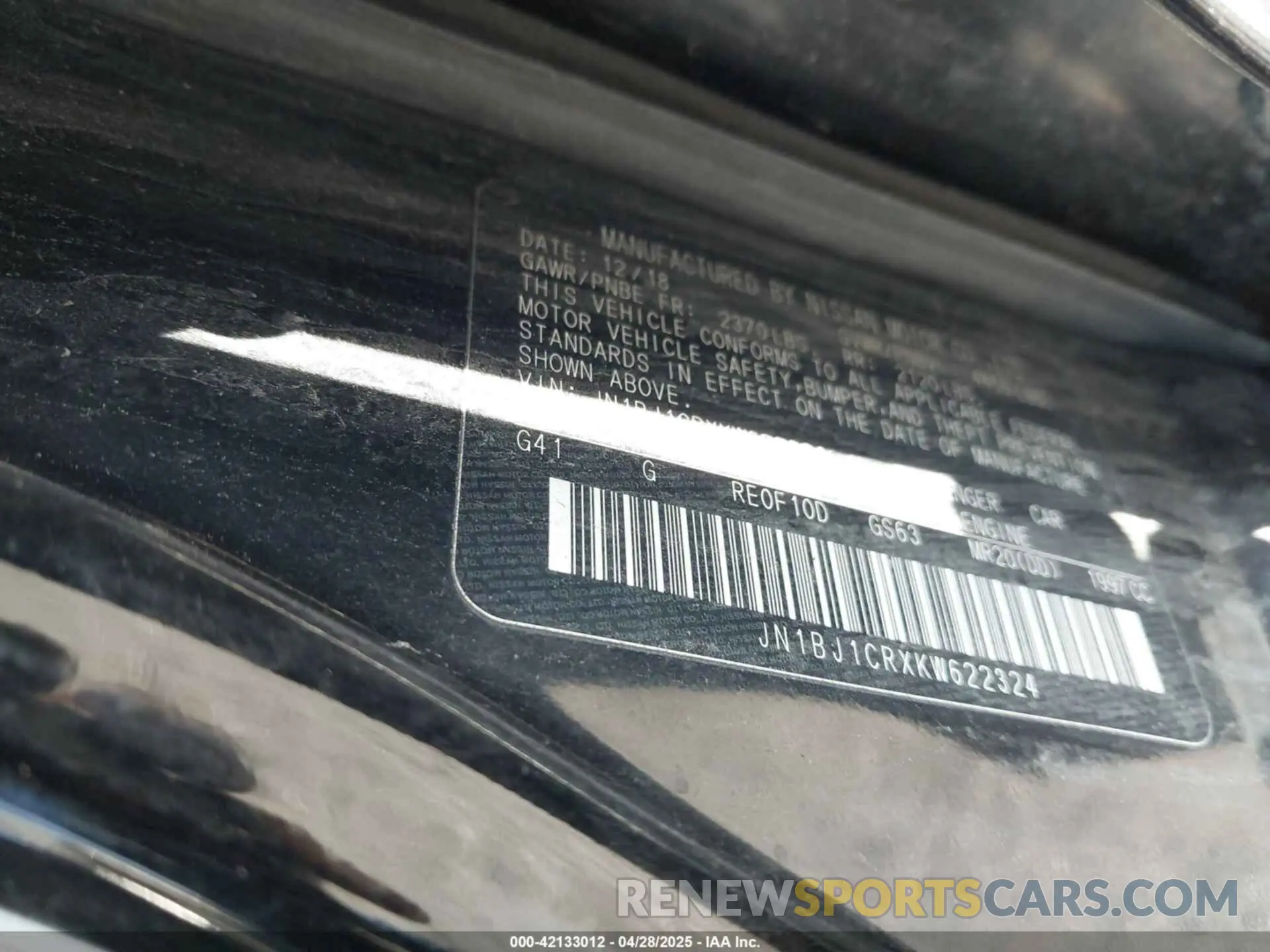 9 fotografías del automóvil dañado JN1BJ1CRXKW622324 NISSAN ROGUE SPORT 2019
