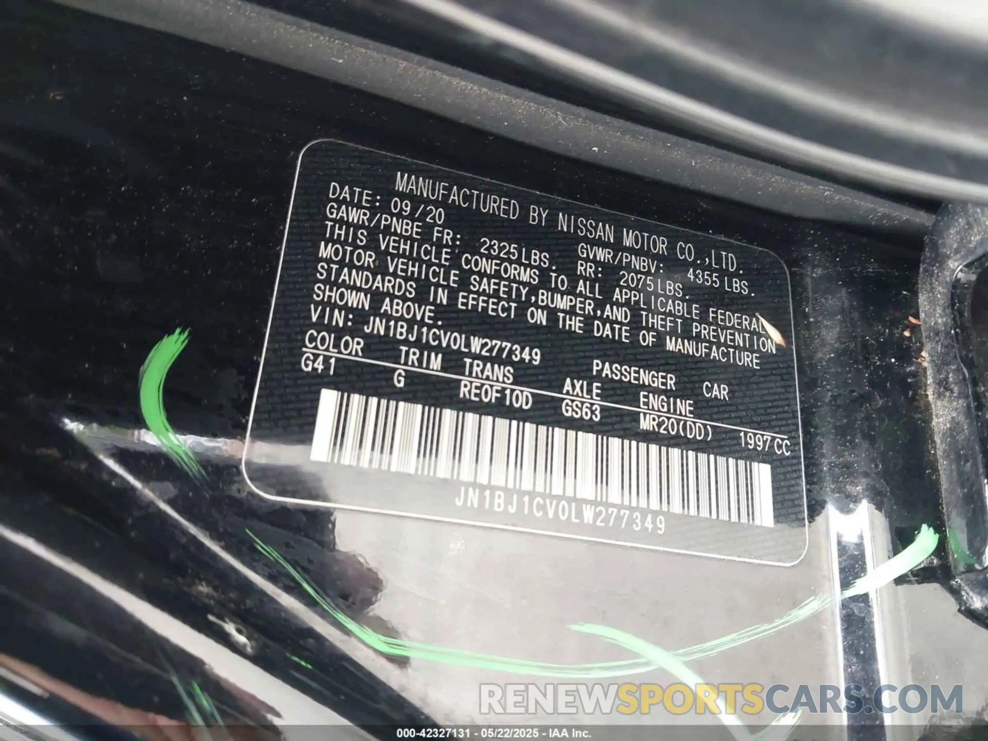 9 fotografías del automóvil dañado JN1BJ1CV0LW277349 NISSAN ROGUE SPORT 2020
