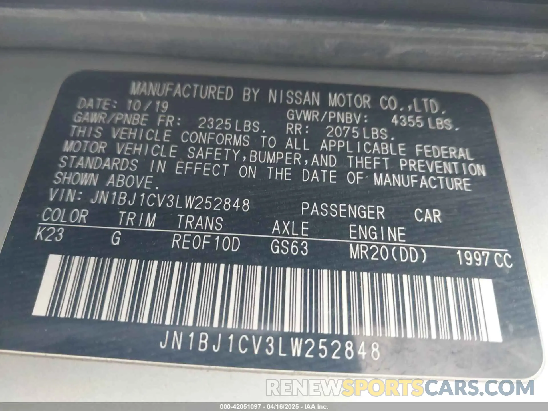 9 fotografías del automóvil dañado JN1BJ1CV3LW252848 NISSAN ROGUE SPORT 2020