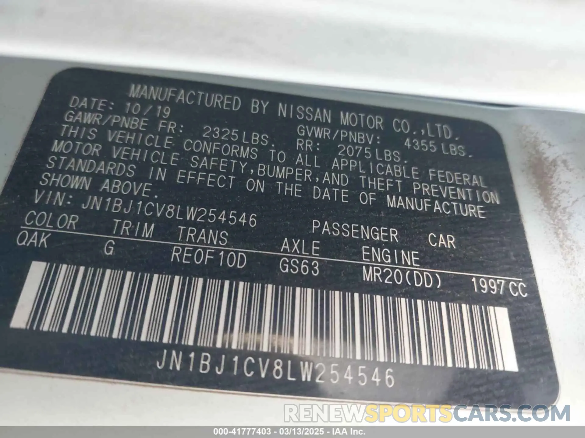 9 fotografías del automóvil dañado JN1BJ1CV8LW254546 NISSAN ROGUE SPORT 2020