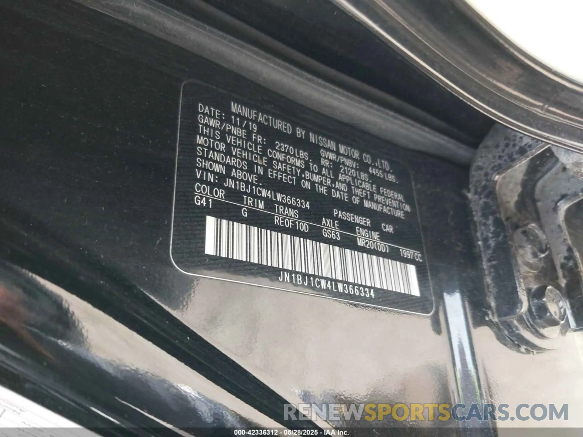 9 fotografías del automóvil dañado JN1BJ1CW4LW366334 NISSAN ROGUE SPORT 2020