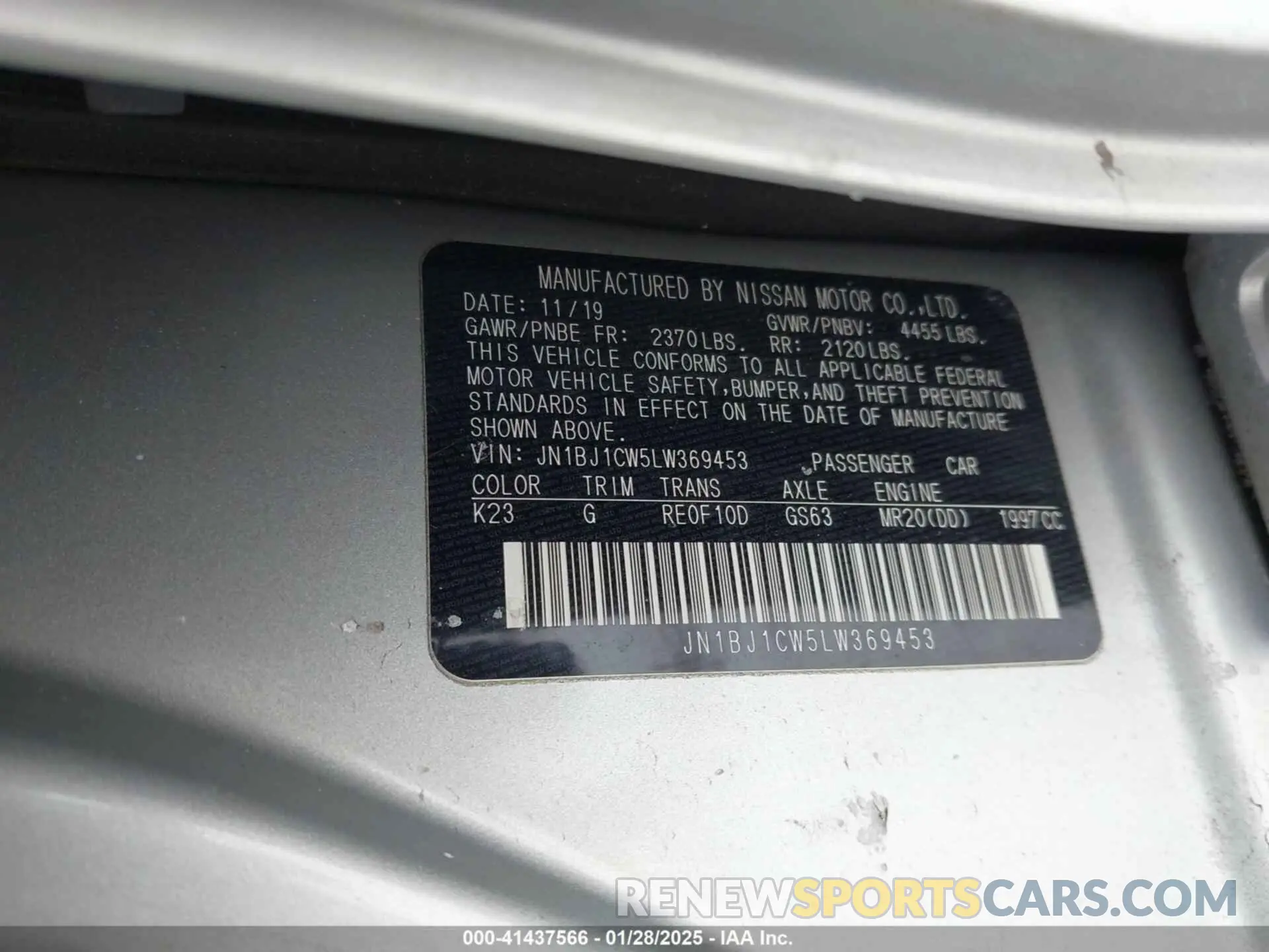 9 fotografías del automóvil dañado JN1BJ1CW5LW369453 NISSAN ROGUE SPORT 2020