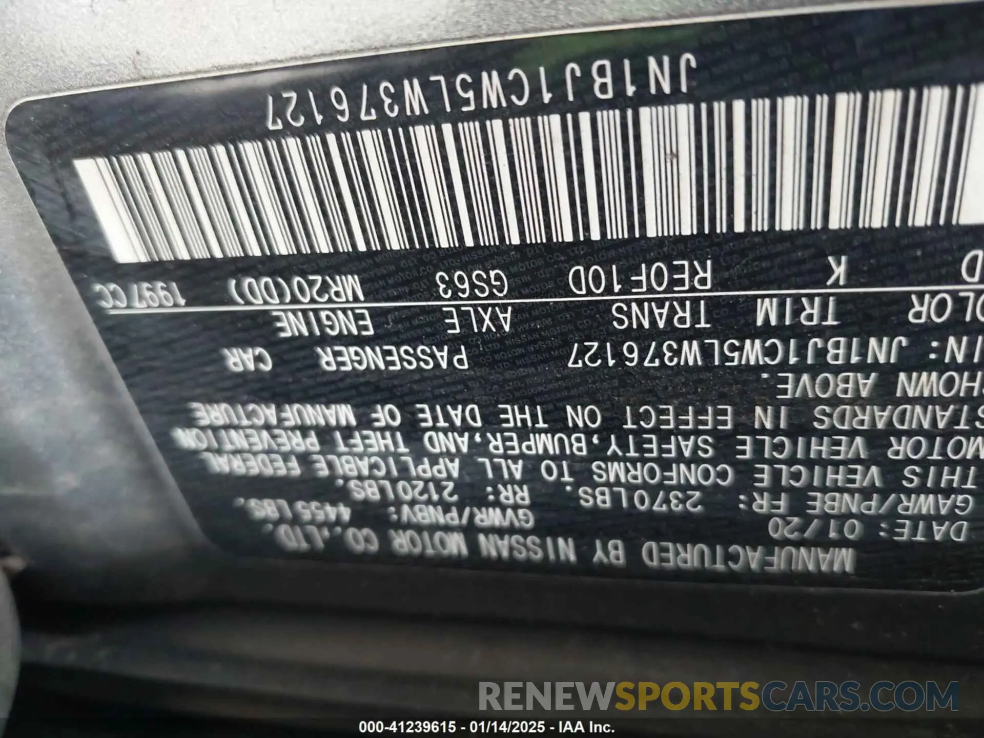 9 fotografías del automóvil dañado JN1BJ1CW5LW376127 NISSAN ROGUE SPORT 2020
