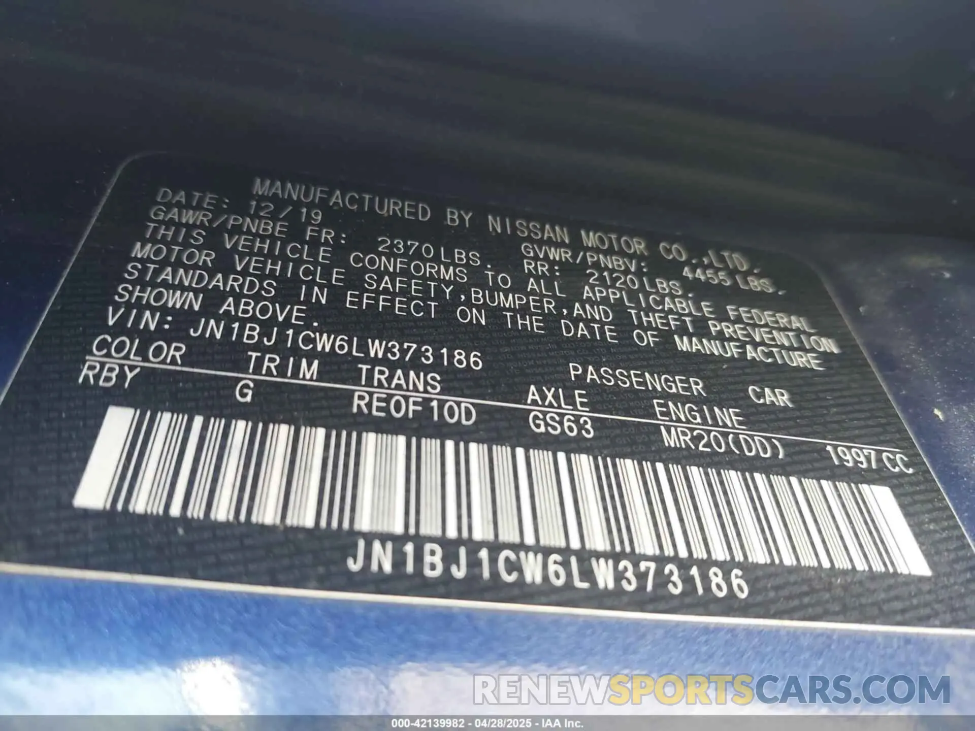 9 fotografías del automóvil dañado JN1BJ1CW6LW373186 NISSAN ROGUE SPORT 2020