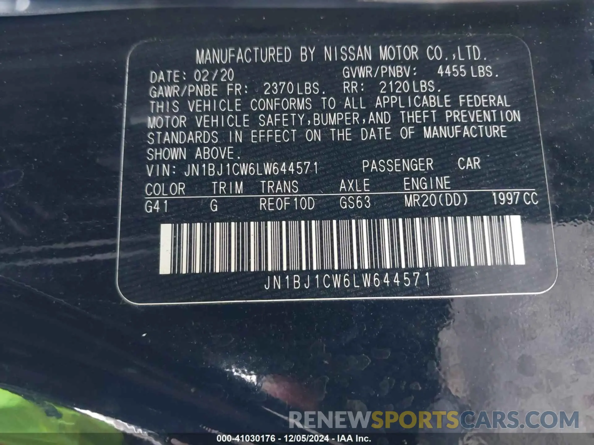 9 fotografías del automóvil dañado JN1BJ1CW6LW644571 NISSAN ROGUE SPORT 2020