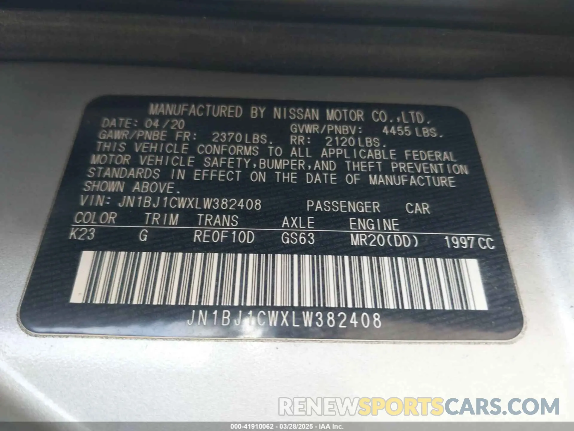 9 fotografías del automóvil dañado JN1BJ1CWXLW382408 NISSAN ROGUE SPORT 2020