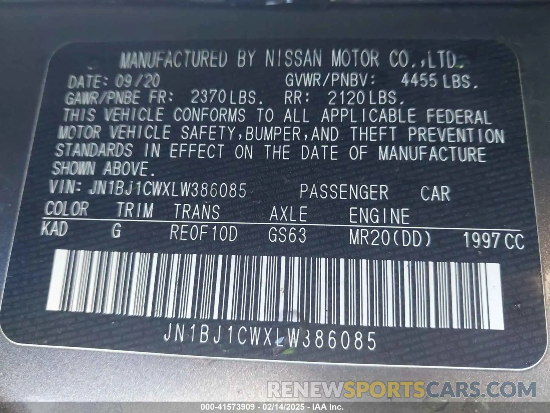 9 fotografías del automóvil dañado JN1BJ1CWXLW386085 NISSAN ROGUE SPORT 2020