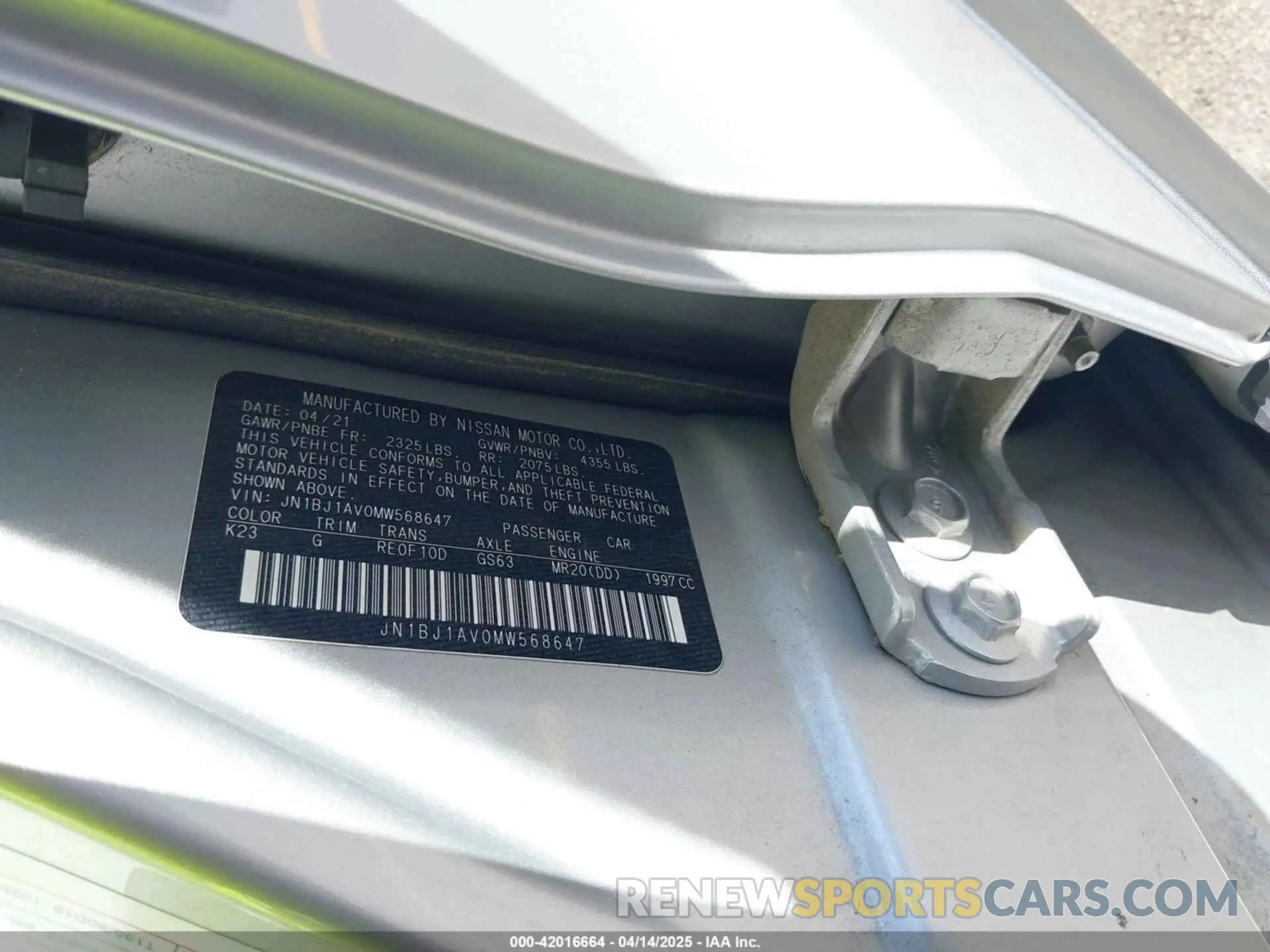 9 fotografías del automóvil dañado JN1BJ1AV0MW568647 NISSAN ROGUE SPORT 2021