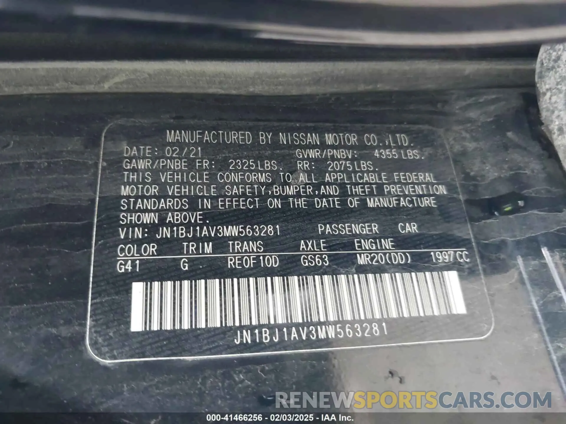 9 fotografías del automóvil dañado JN1BJ1AV3MW563281 NISSAN ROGUE SPORT 2021