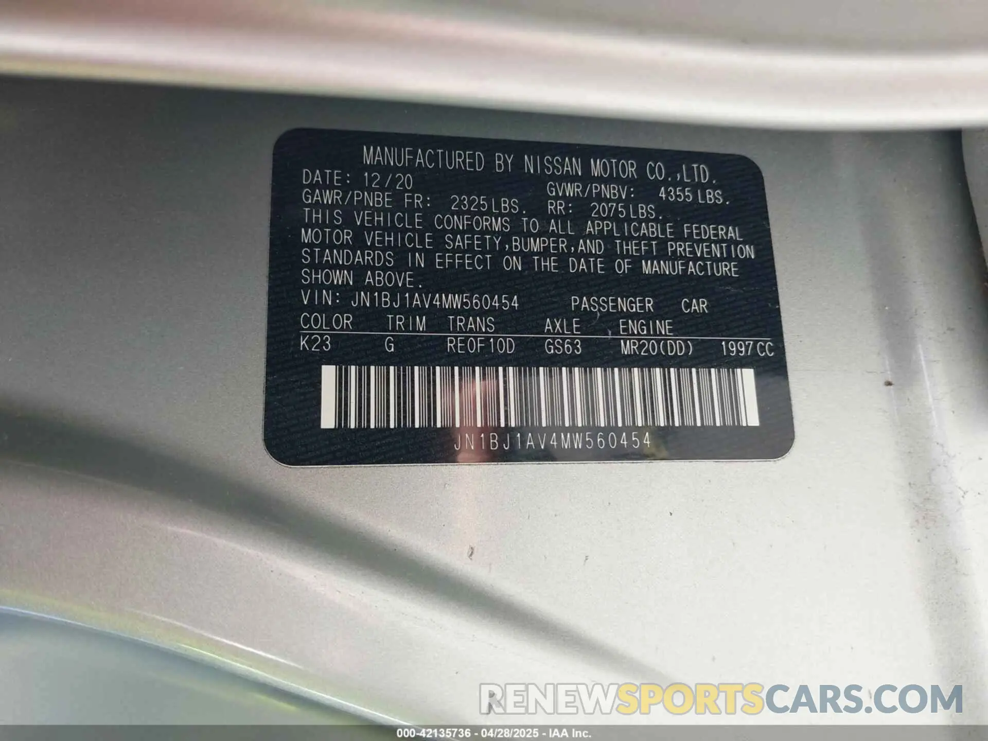 9 fotografías del automóvil dañado JN1BJ1AV4MW560454 NISSAN ROGUE SPORT 2021