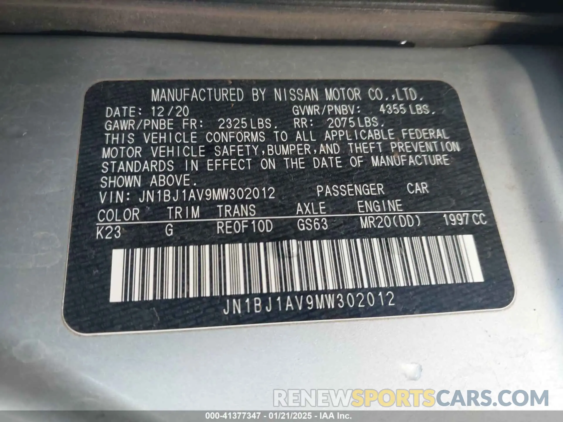9 fotografías del automóvil dañado JN1BJ1AV9MW302012 NISSAN ROGUE SPORT 2021