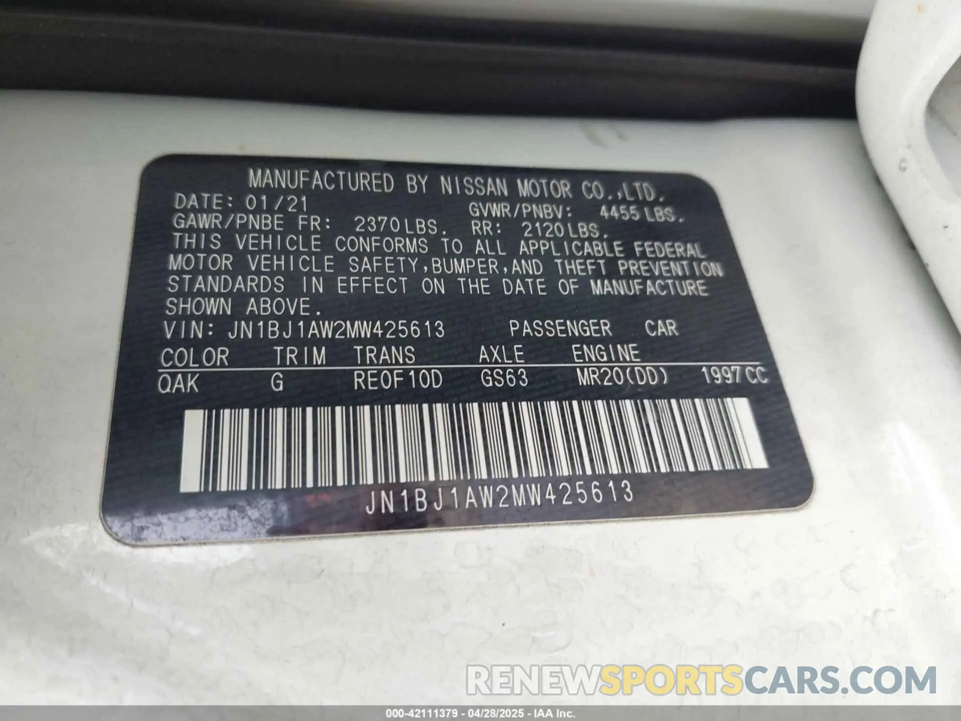 9 fotografías del automóvil dañado JN1BJ1AW2MW425613 NISSAN ROGUE SPORT 2021