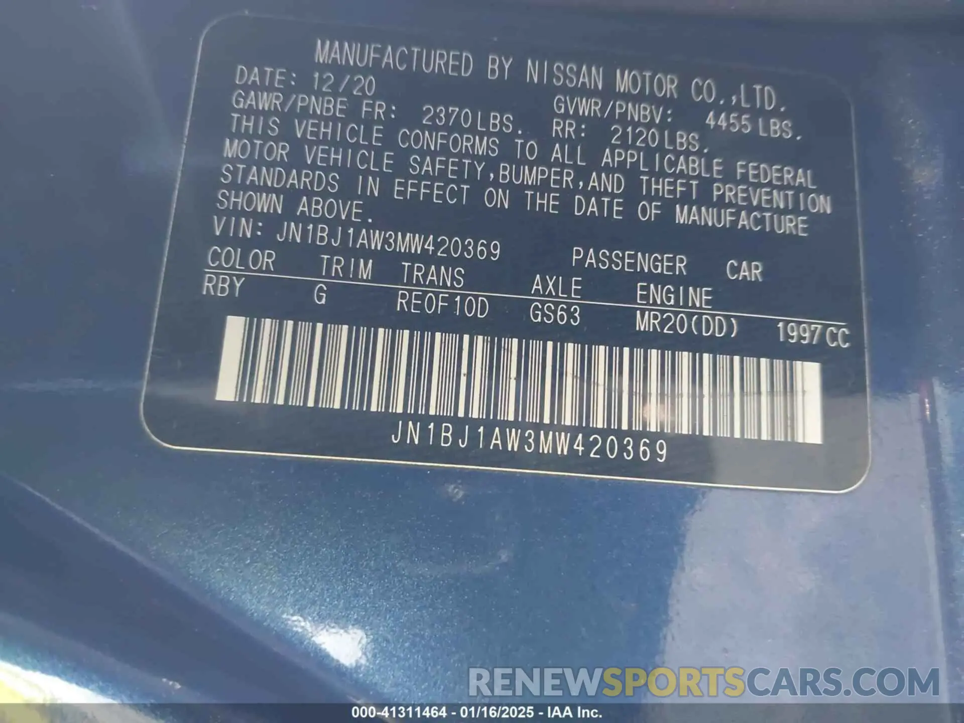 9 fotografías del automóvil dañado JN1BJ1AW3MW420369 NISSAN ROGUE SPORT 2021