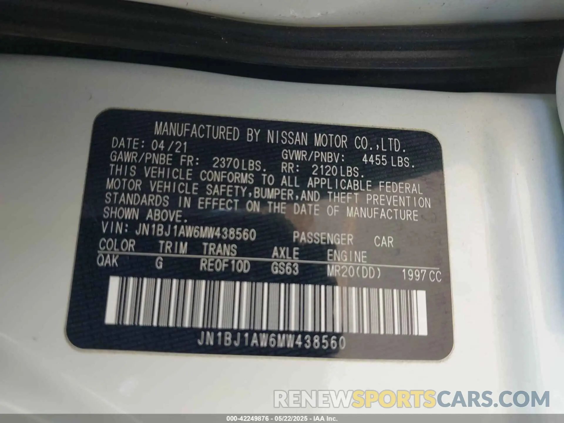 9 fotografías del automóvil dañado JN1BJ1AW6MW438560 NISSAN ROGUE SPORT 2021