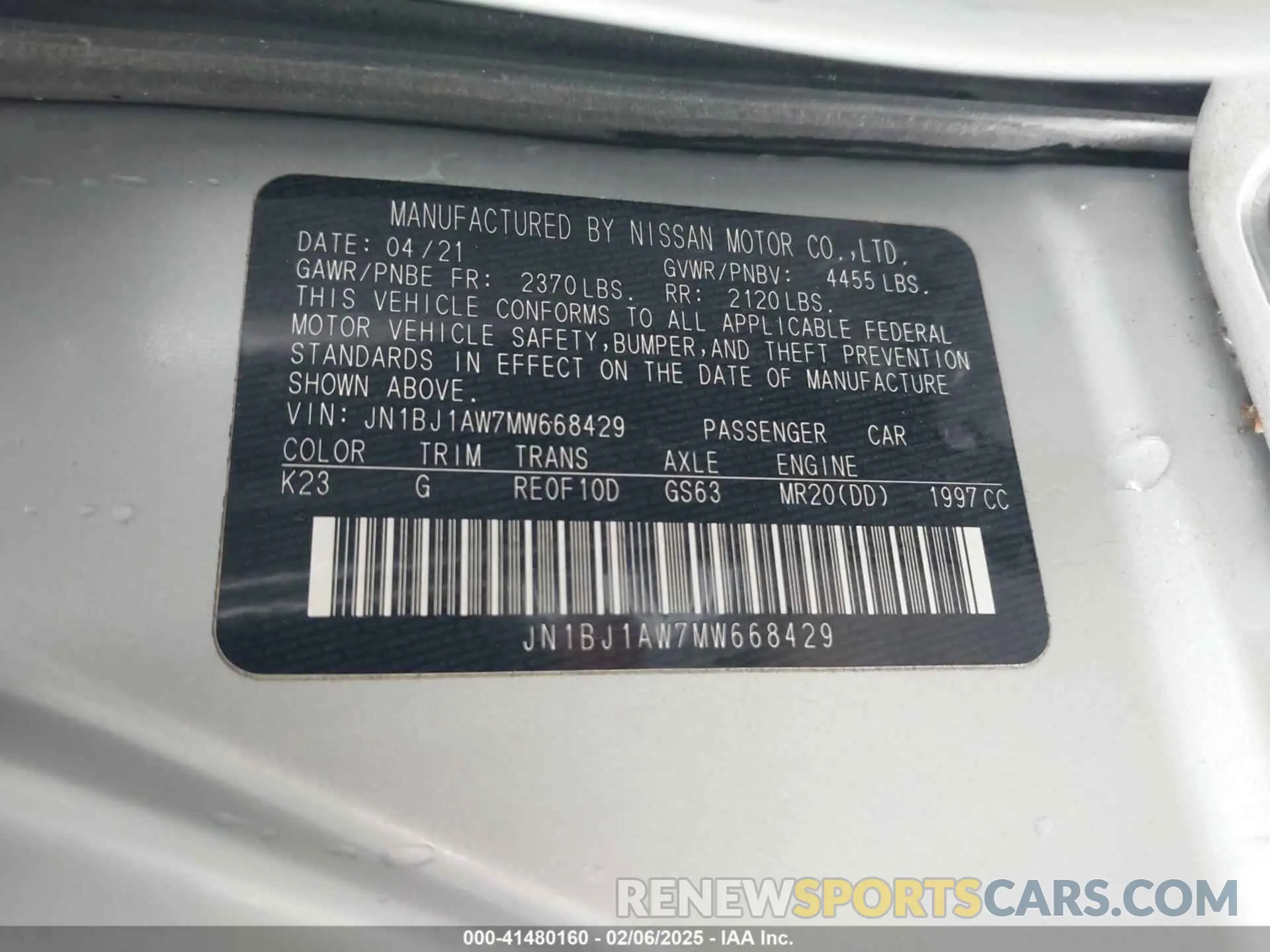 9 fotografías del automóvil dañado JN1BJ1AW7MW668429 NISSAN ROGUE SPORT 2021