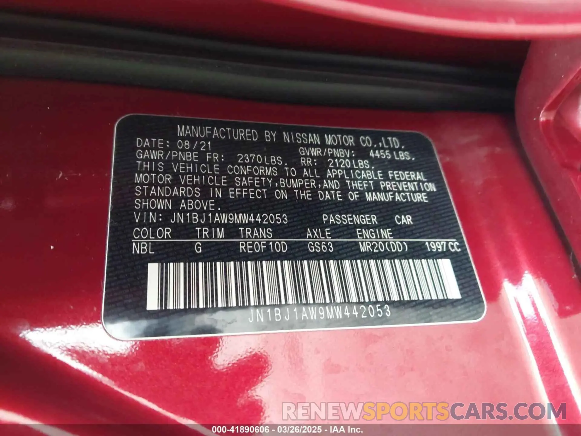 9 fotografías del automóvil dañado JN1BJ1AW9MW442053 NISSAN ROGUE SPORT 2021