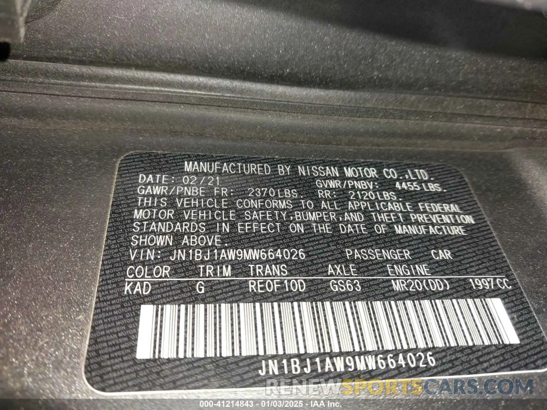 9 fotografías del automóvil dañado JN1BJ1AW9MW664026 NISSAN ROGUE SPORT 2021