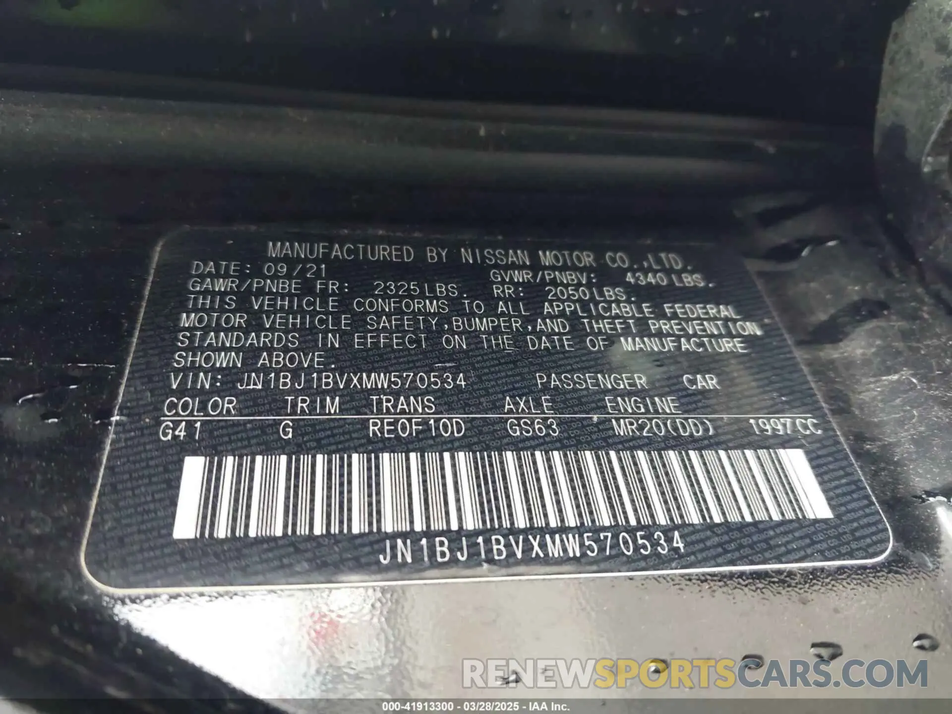 9 fotografías del automóvil dañado JN1BJ1BVXMW570534 NISSAN ROGUE SPORT 2021