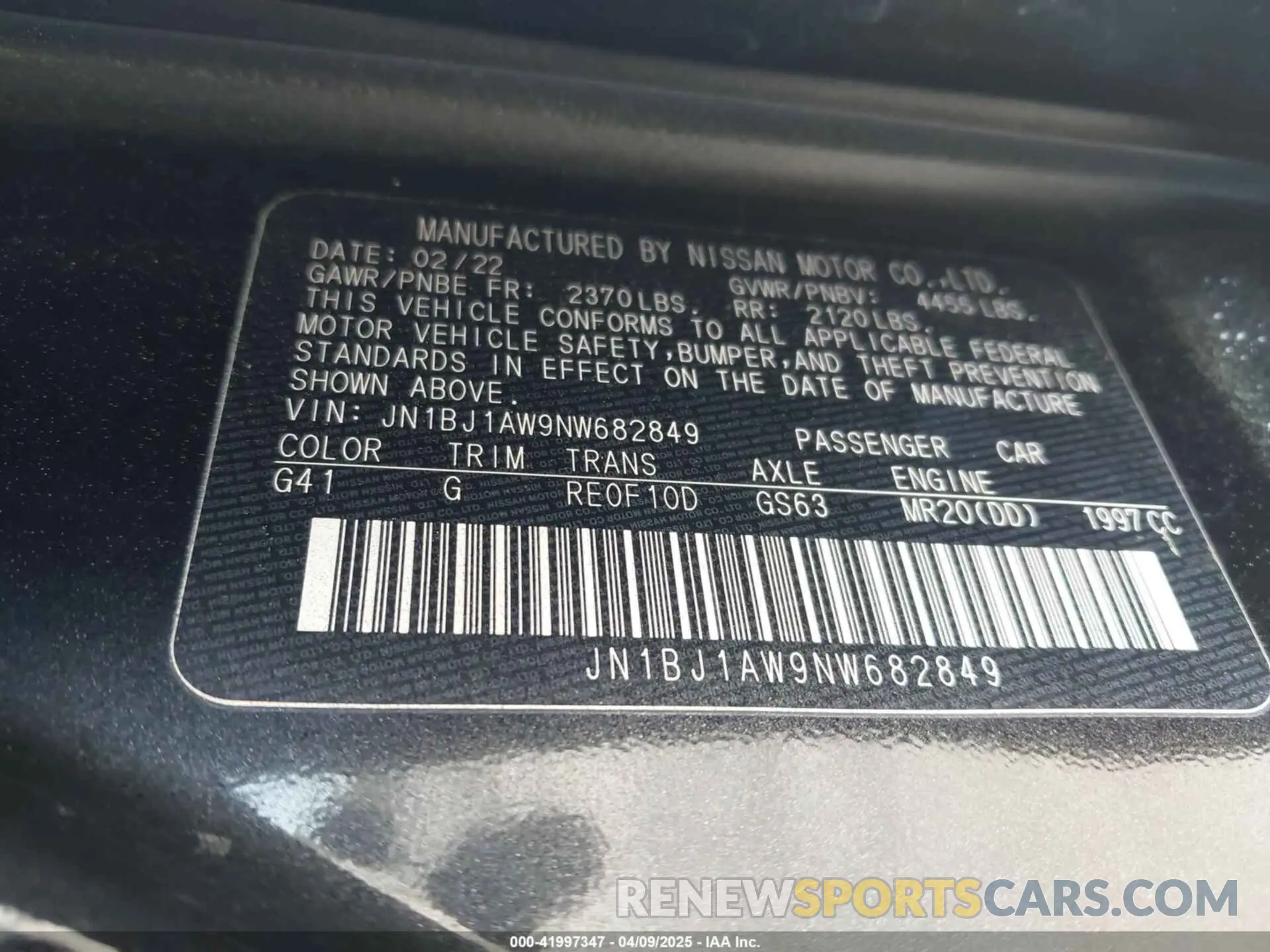 9 fotografías del automóvil dañado JN1BJ1AW9NW682849 NISSAN ROGUE SPORT 2022