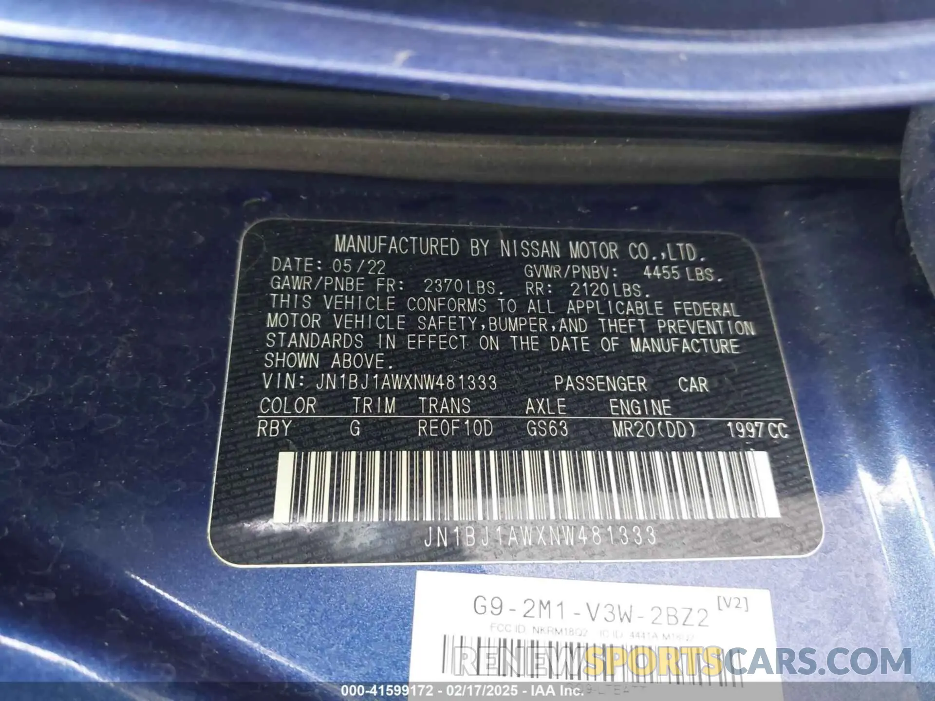 9 fotografías del automóvil dañado JN1BJ1AWXNW481333 NISSAN ROGUE SPORT 2022