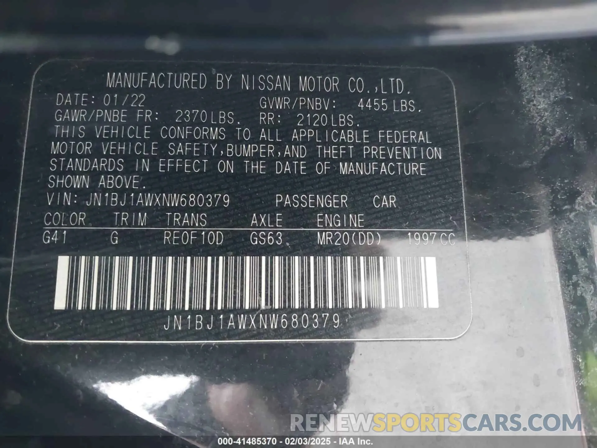 9 fotografías del automóvil dañado JN1BJ1AWXNW680379 NISSAN ROGUE SPORT 2022