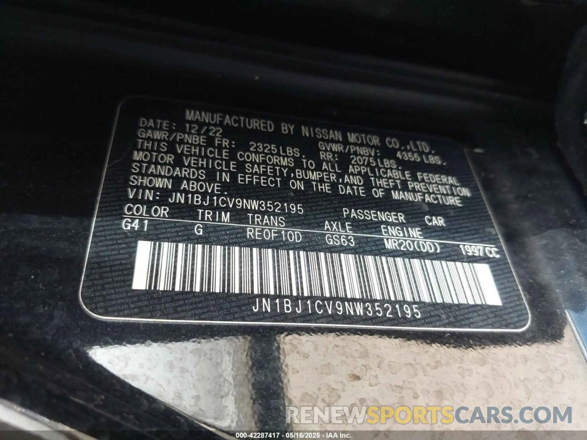 9 fotografías del automóvil dañado JN1BJ1CV9NW352195 NISSAN ROGUE SPORT 2022