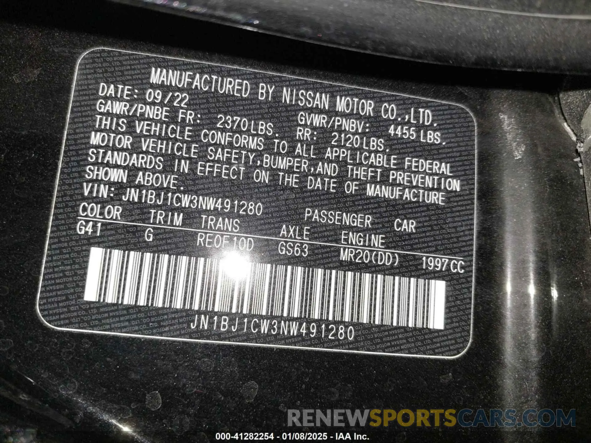 9 fotografías del automóvil dañado JN1BJ1CW3NW491280 NISSAN ROGUE SPORT 2022