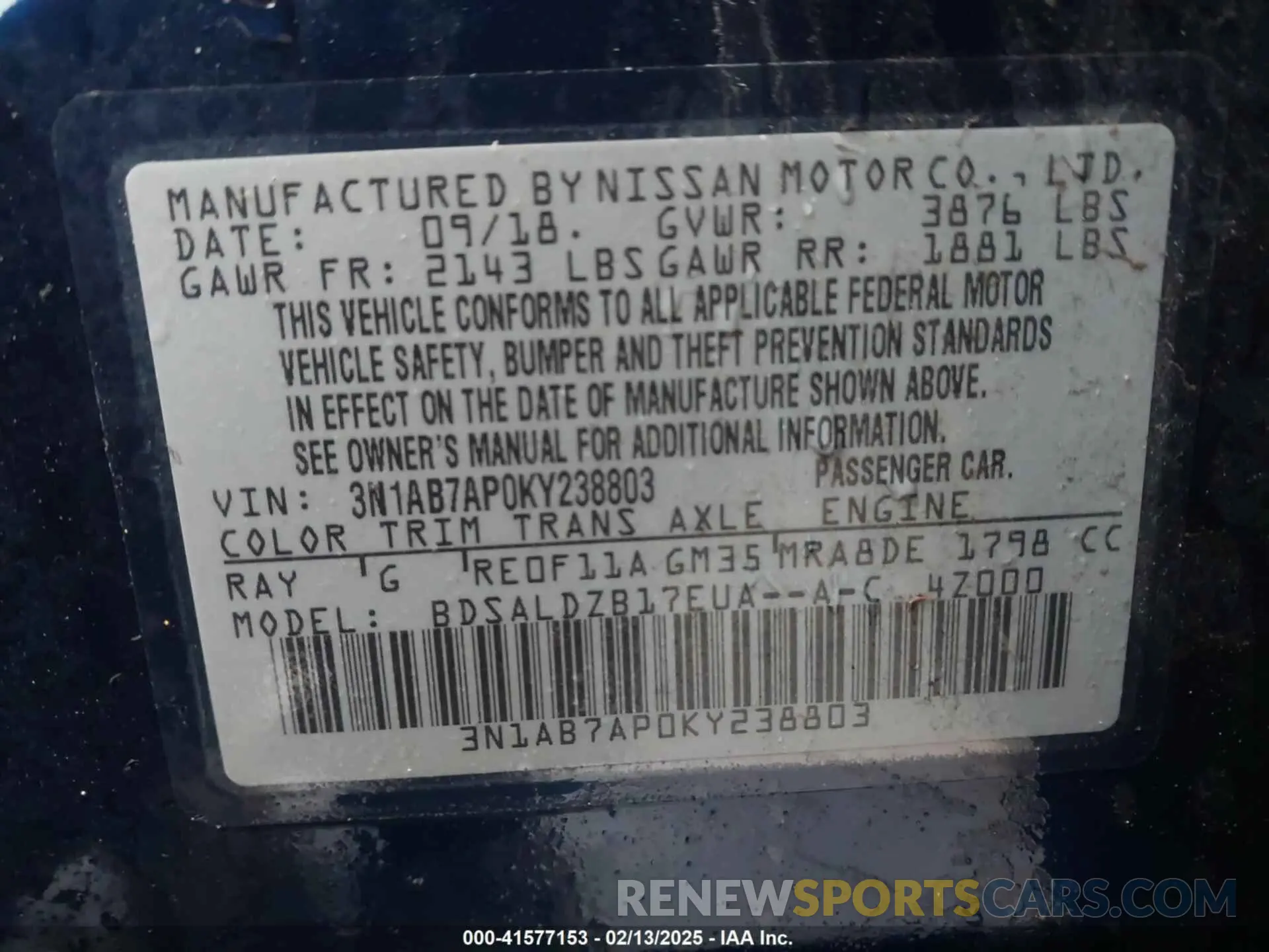 9 fotografías del automóvil dañado 3N1AB7AP0KY238803 NISSAN SENTRA 2019