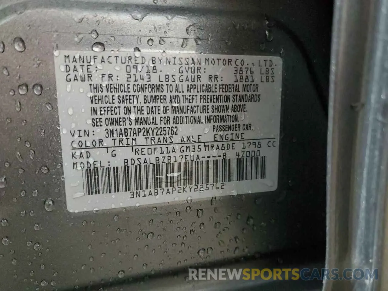 14 fotografías del automóvil dañado 3N1AB7AP2KY225762 NISSAN SENTRA 2019