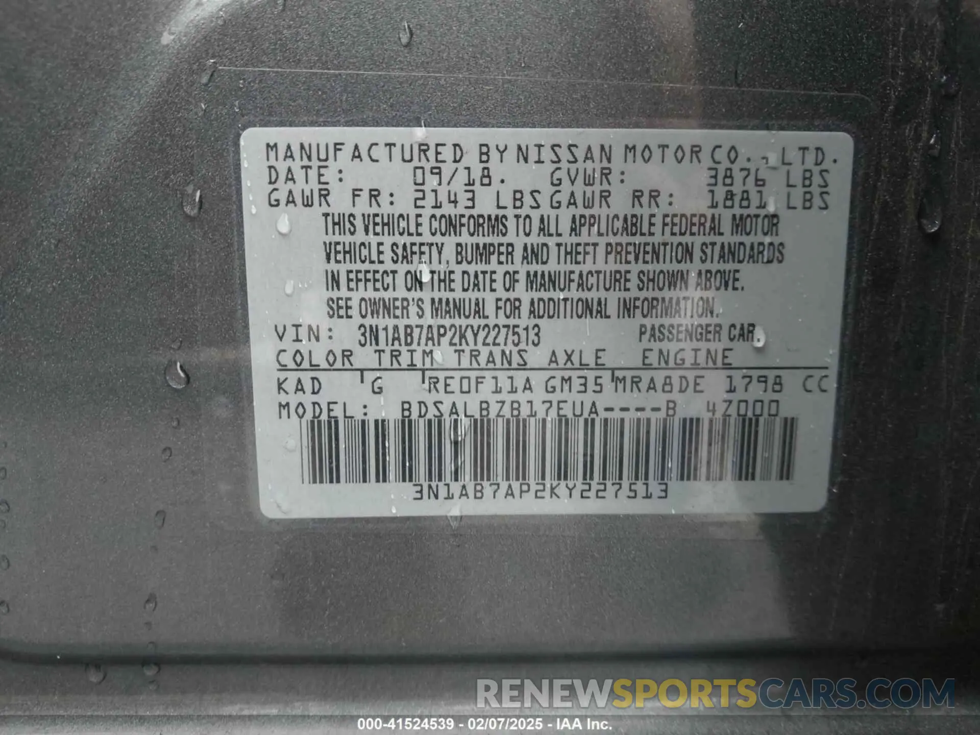 9 fotografías del automóvil dañado 3N1AB7AP2KY227513 NISSAN SENTRA 2019