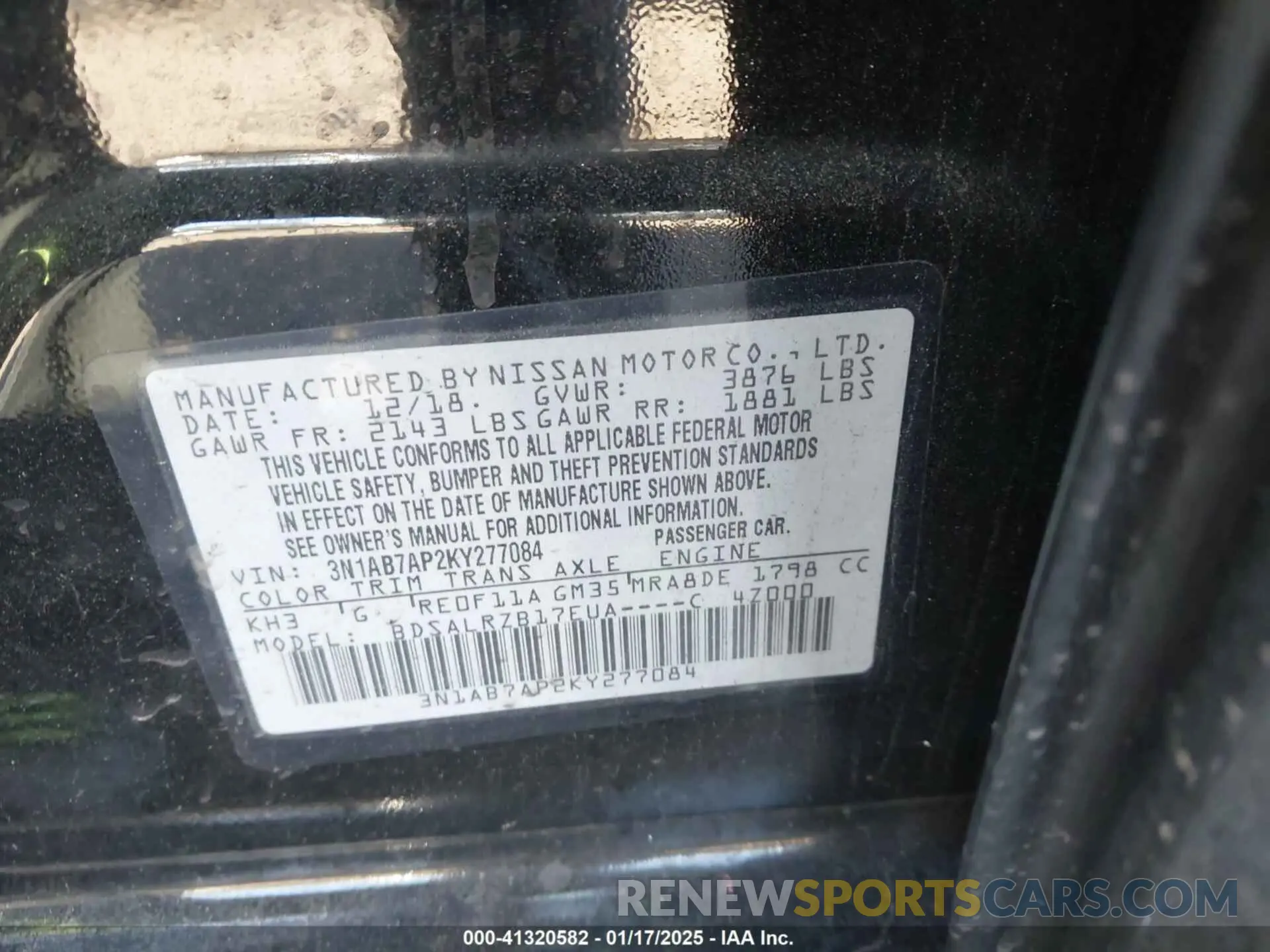 9 fotografías del automóvil dañado 3N1AB7AP2KY277084 NISSAN SENTRA 2019