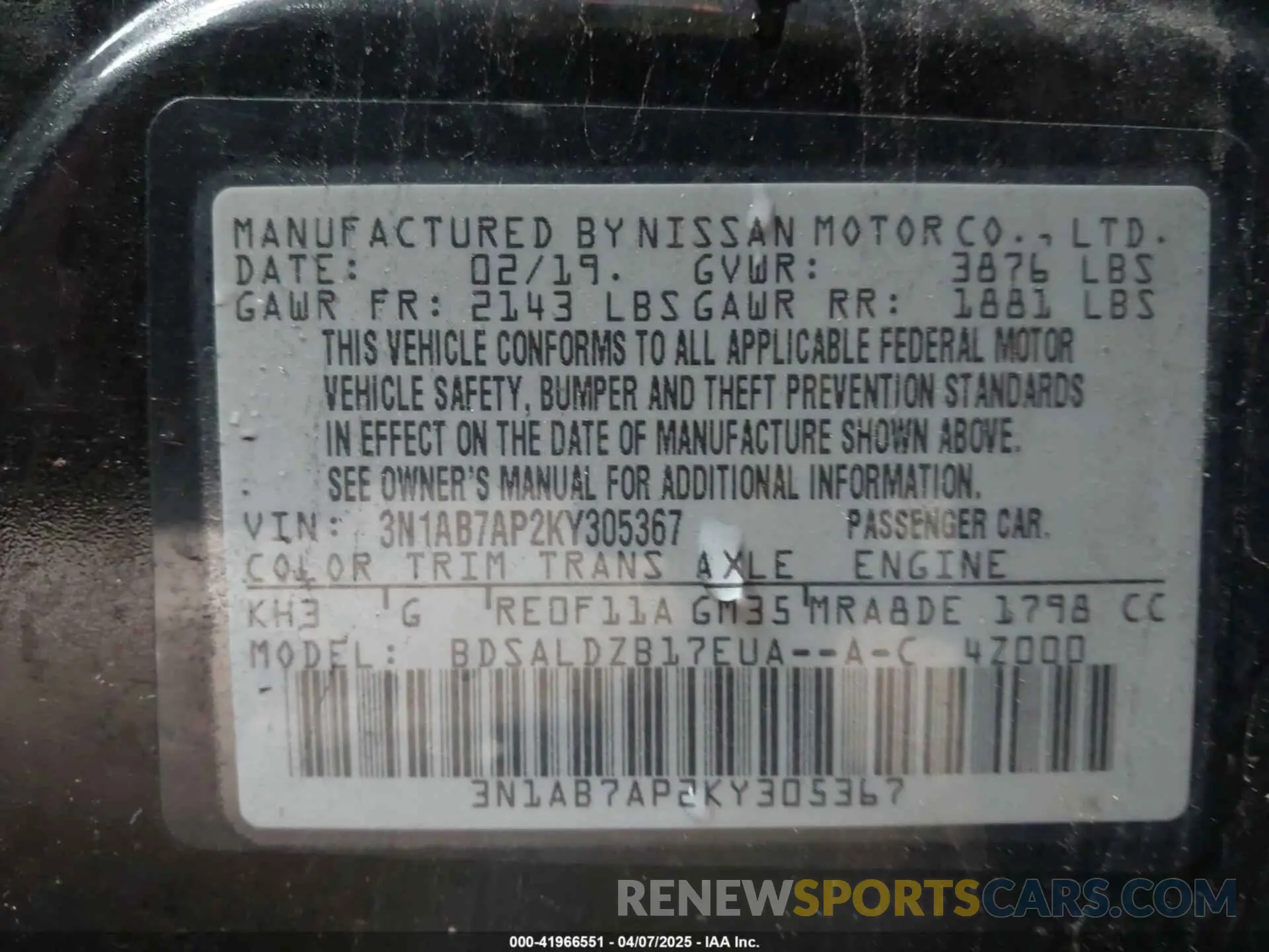 9 fotografías del automóvil dañado 3N1AB7AP2KY305367 NISSAN SENTRA 2019