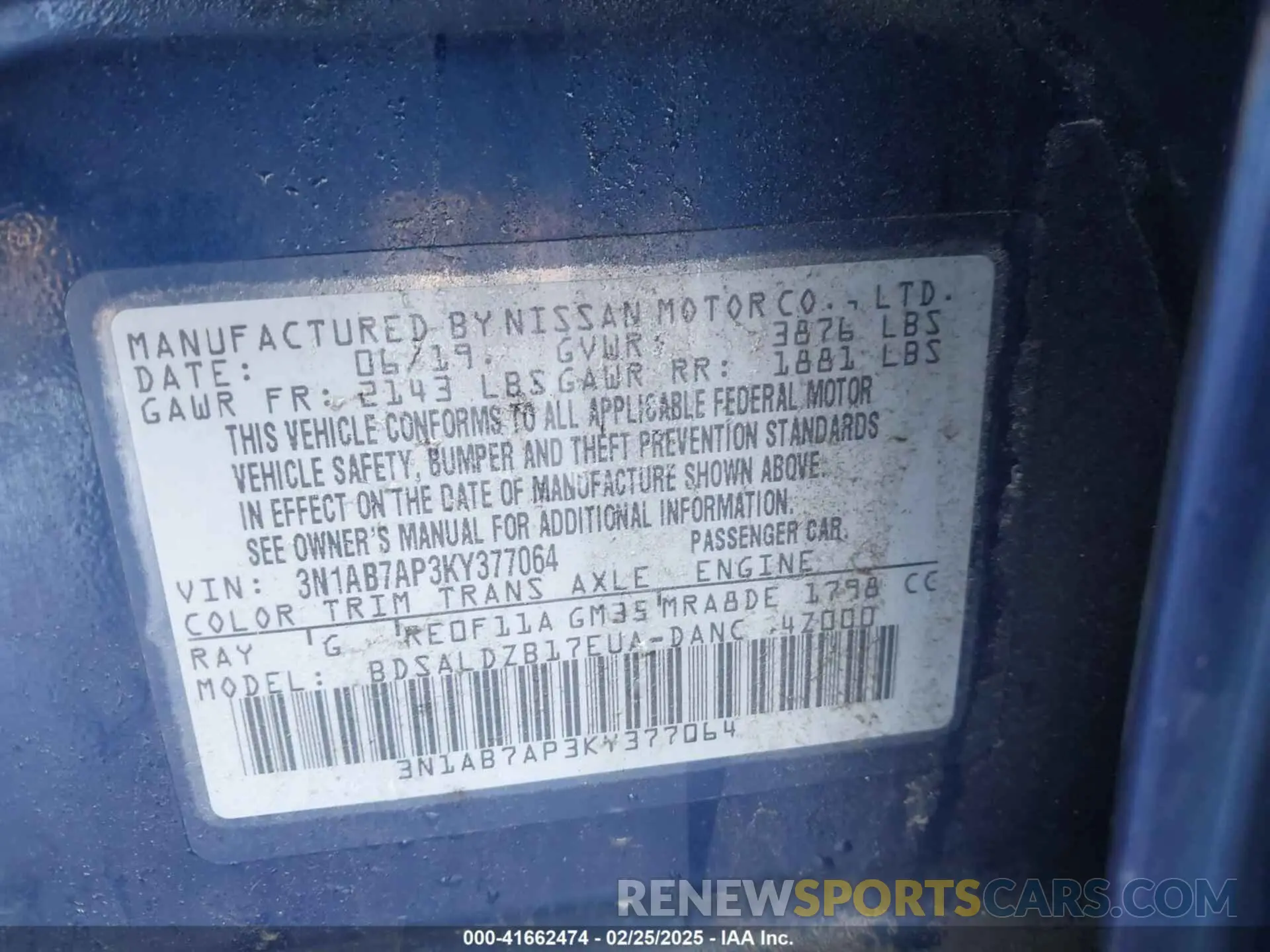 9 fotografías del automóvil dañado 3N1AB7AP3KY377064 NISSAN SENTRA 2019