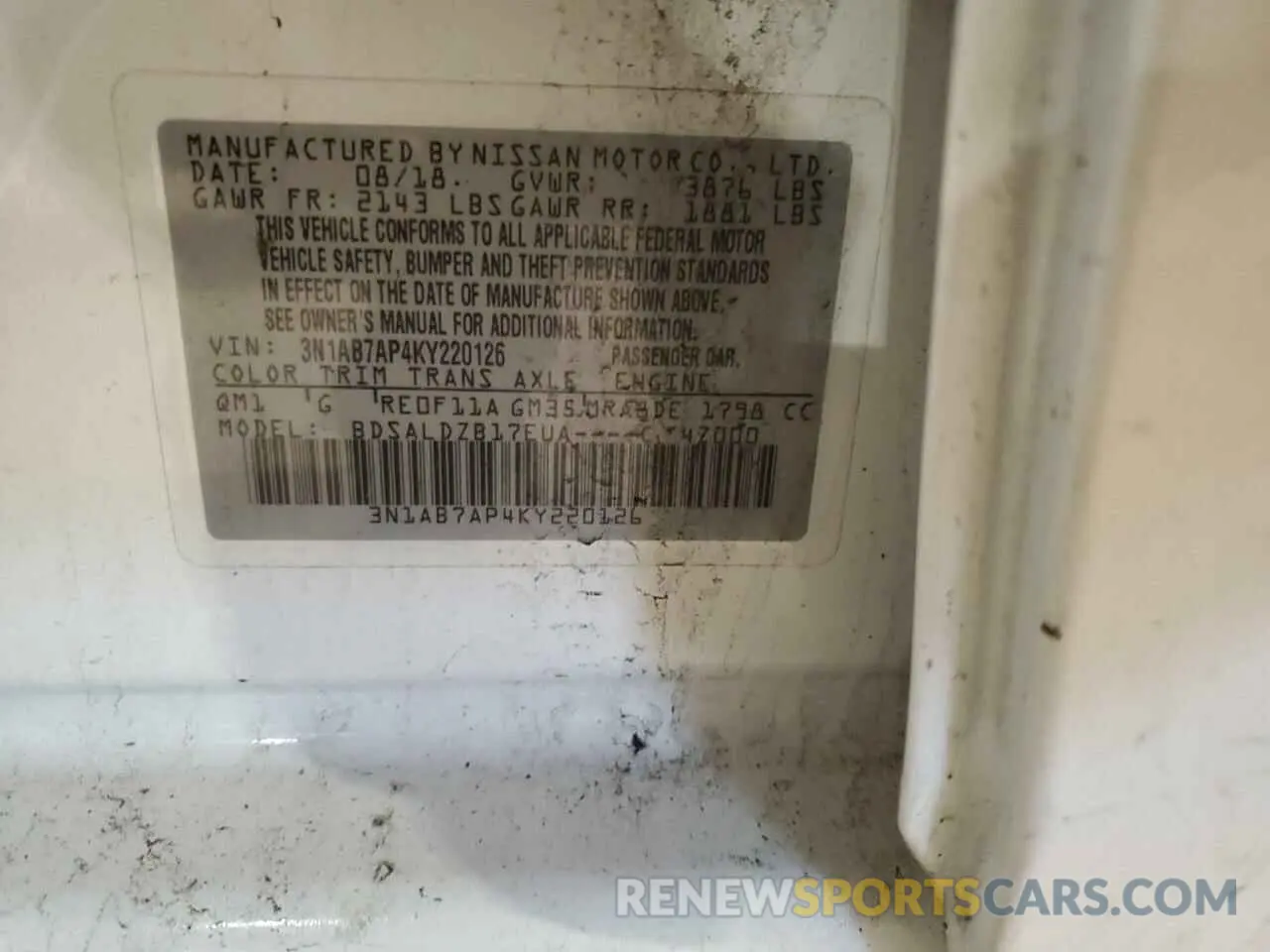12 fotografías del automóvil dañado 3N1AB7AP4KY220126 NISSAN SENTRA 2019