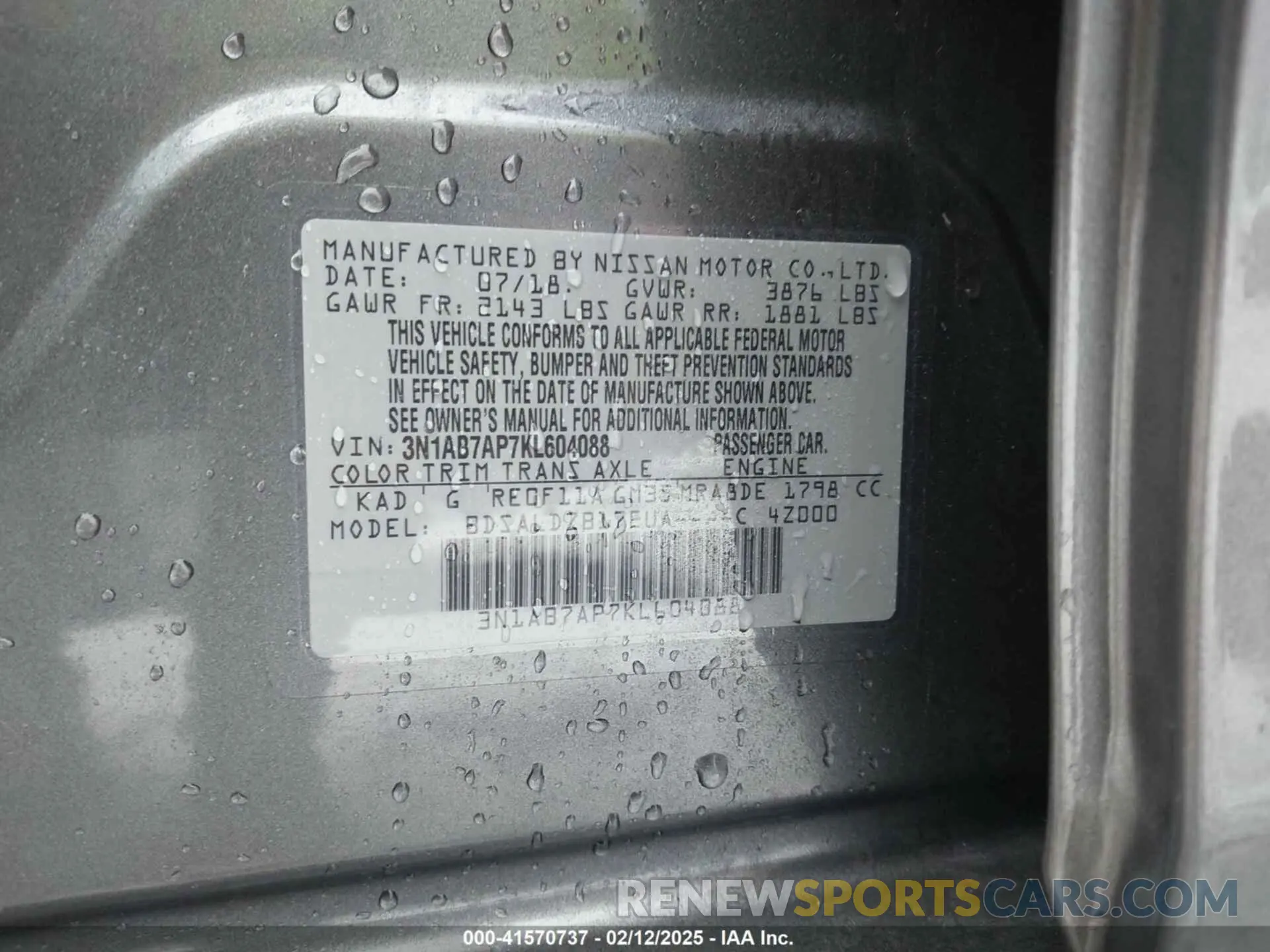 9 fotografías del automóvil dañado 3N1AB7AP7KL604088 NISSAN SENTRA 2019