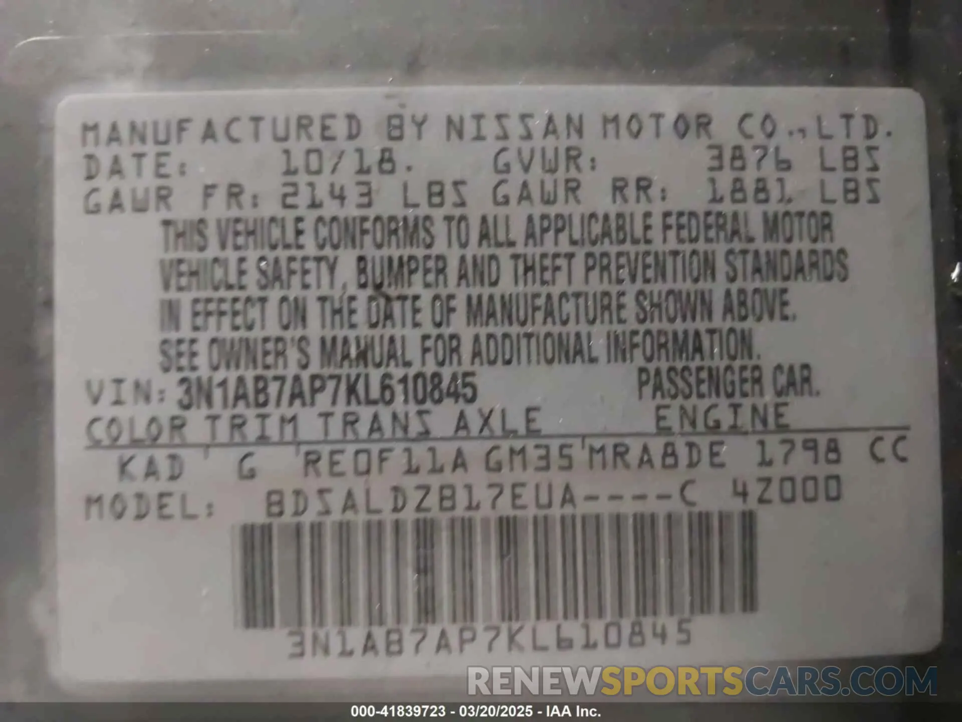 9 fotografías del automóvil dañado 3N1AB7AP7KL610845 NISSAN SENTRA 2019