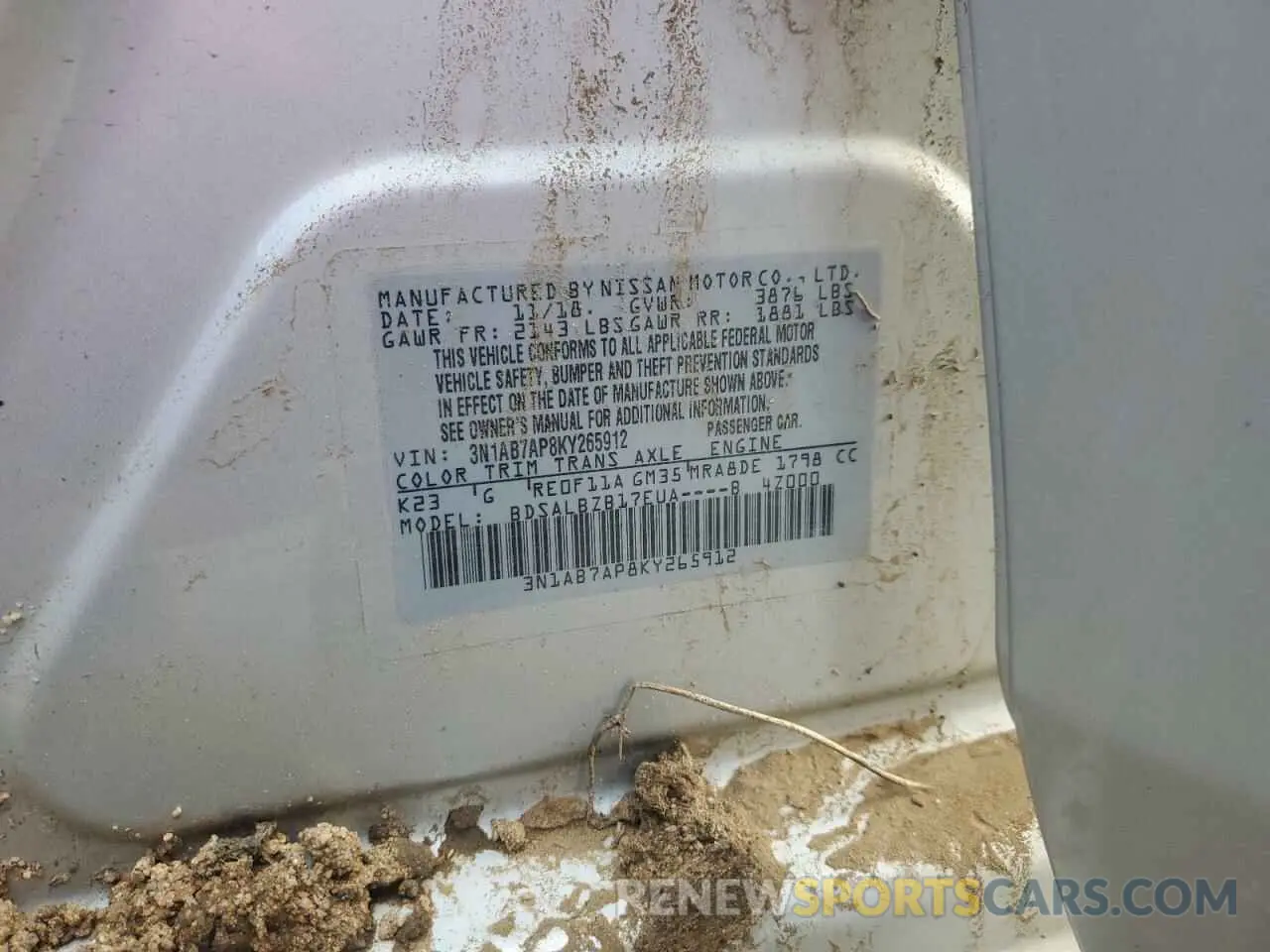 12 fotografías del automóvil dañado 3N1AB7AP8KY265912 NISSAN SENTRA 2019