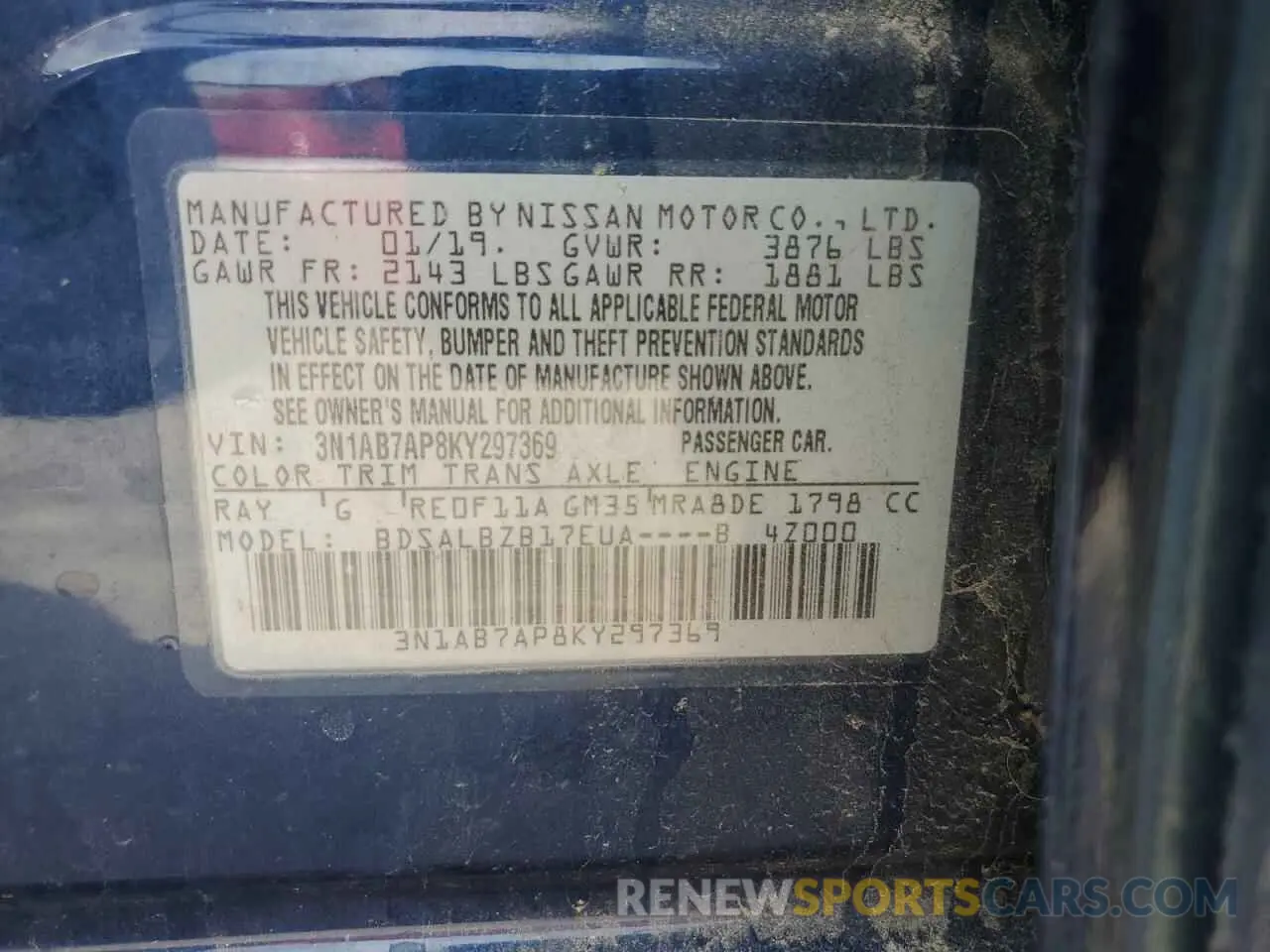 13 fotografías del automóvil dañado 3N1AB7AP8KY297369 NISSAN SENTRA 2019
